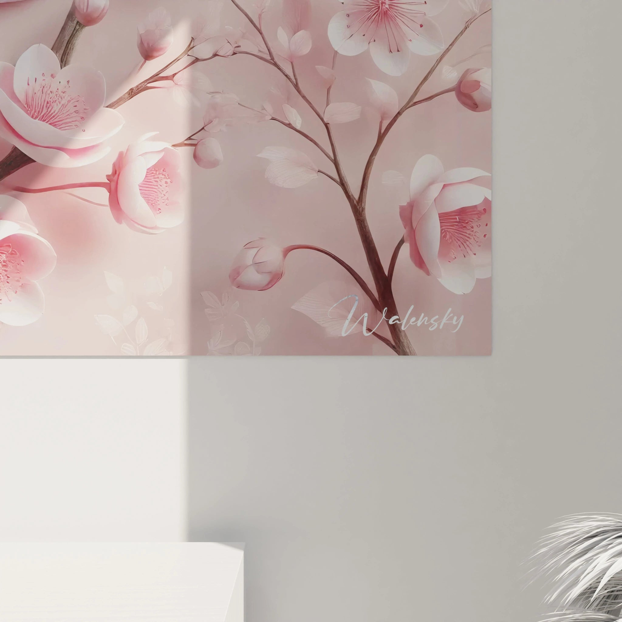 vue de pres du tableau serpent révèle les details soigneux des ecailles et des fleurs en relief. Chaque element ajoute de la texture et du charme a cette scene poetique et apaisante