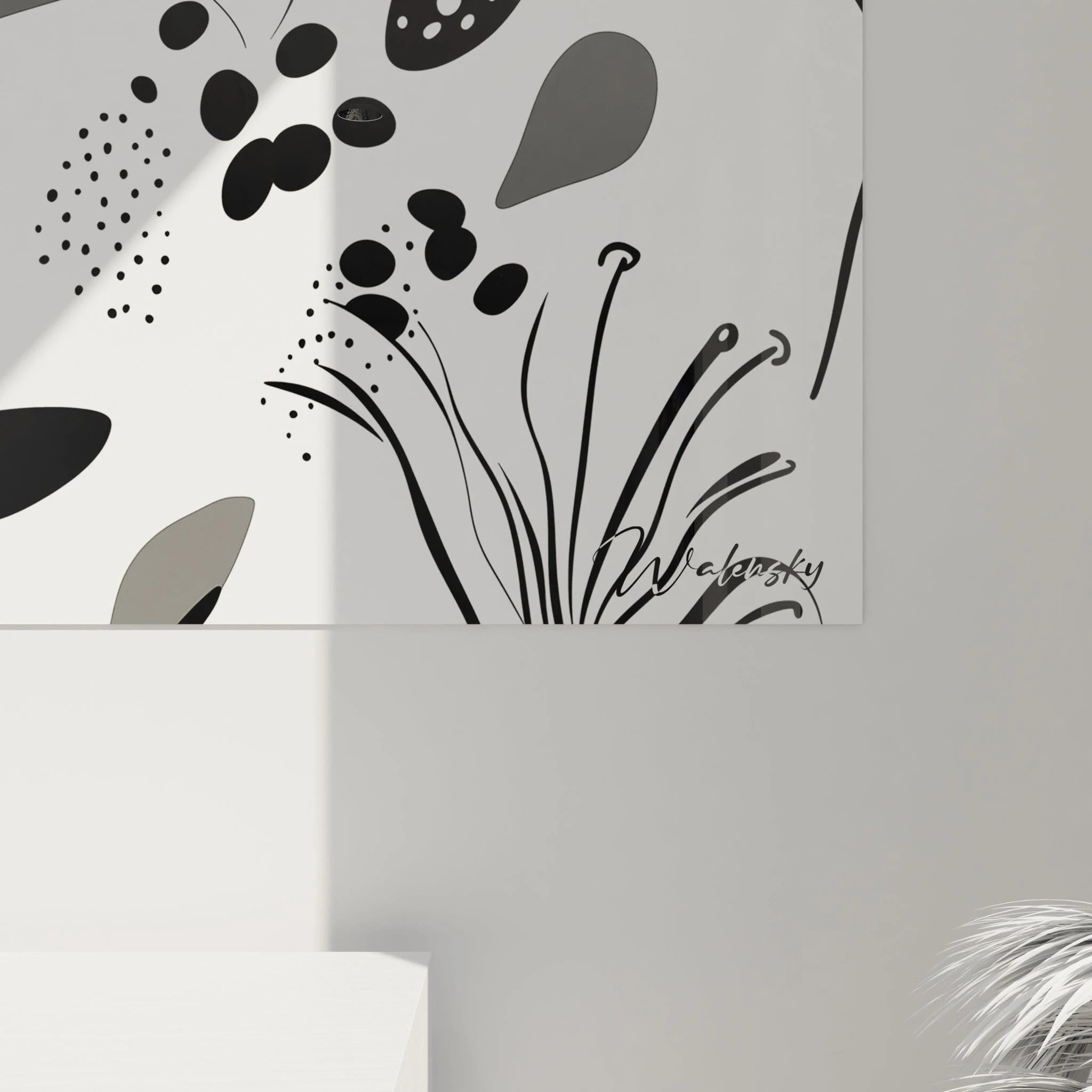 Tableau Fleurs Pointillées - édition tacheté noir et blanc - Walensky