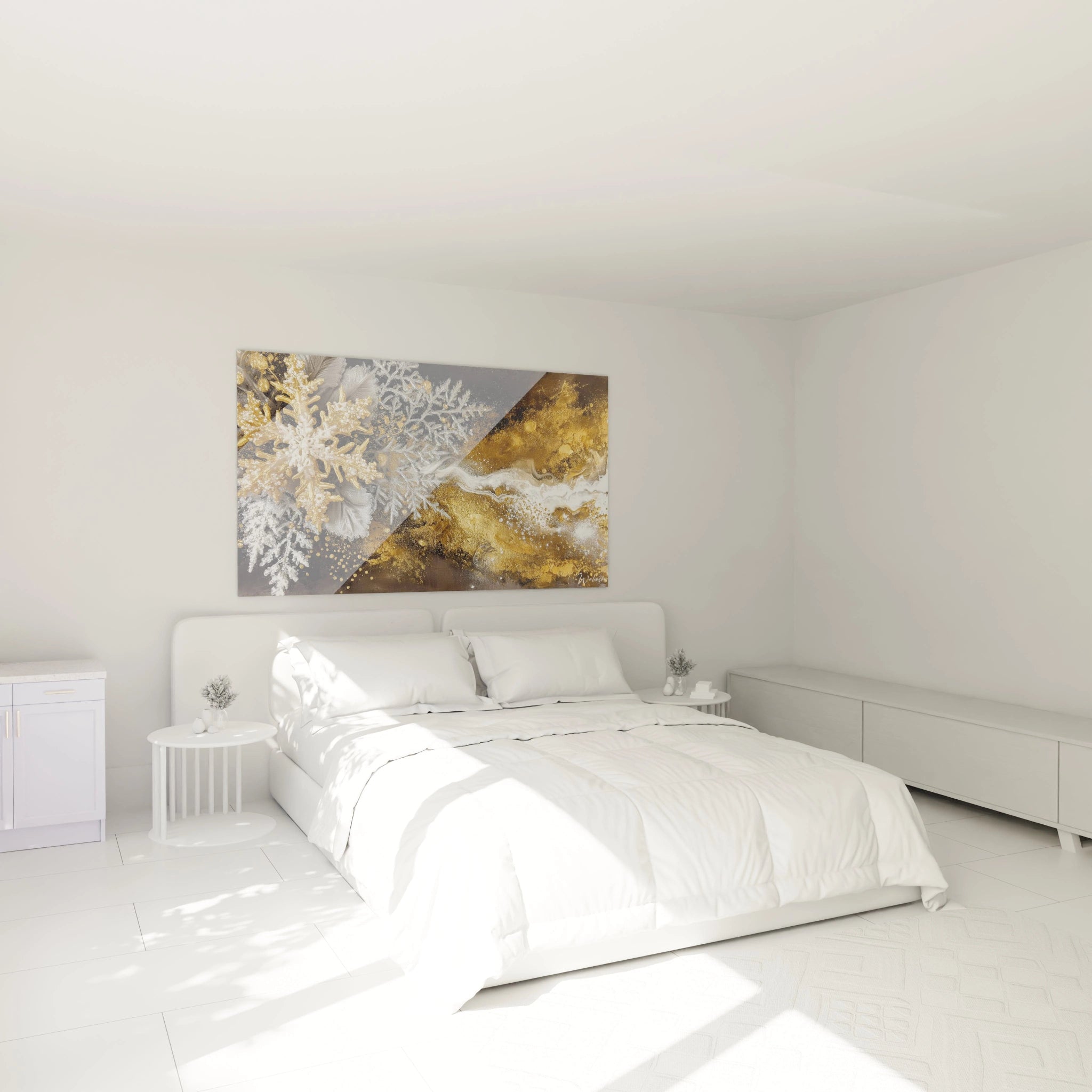 Tableau mural flocon argenté Noël de Walensky avec design élégant pour décoration intérieure