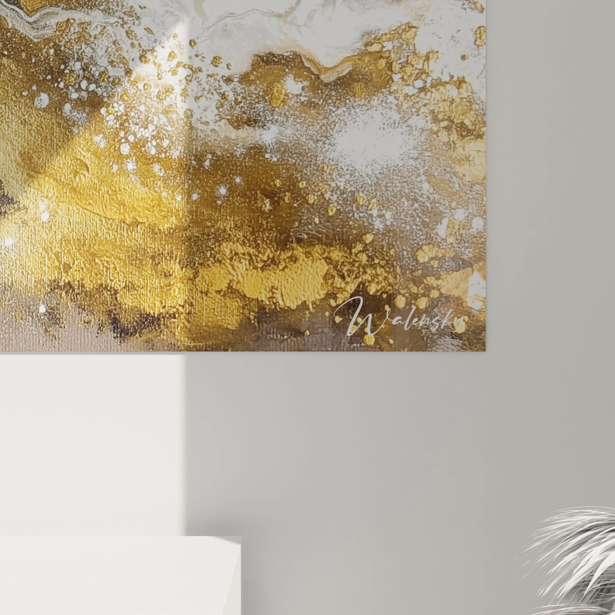 Tableau mural Walensky avec un design doré et argenté, parfait pour le tableau flocon argenté Noël