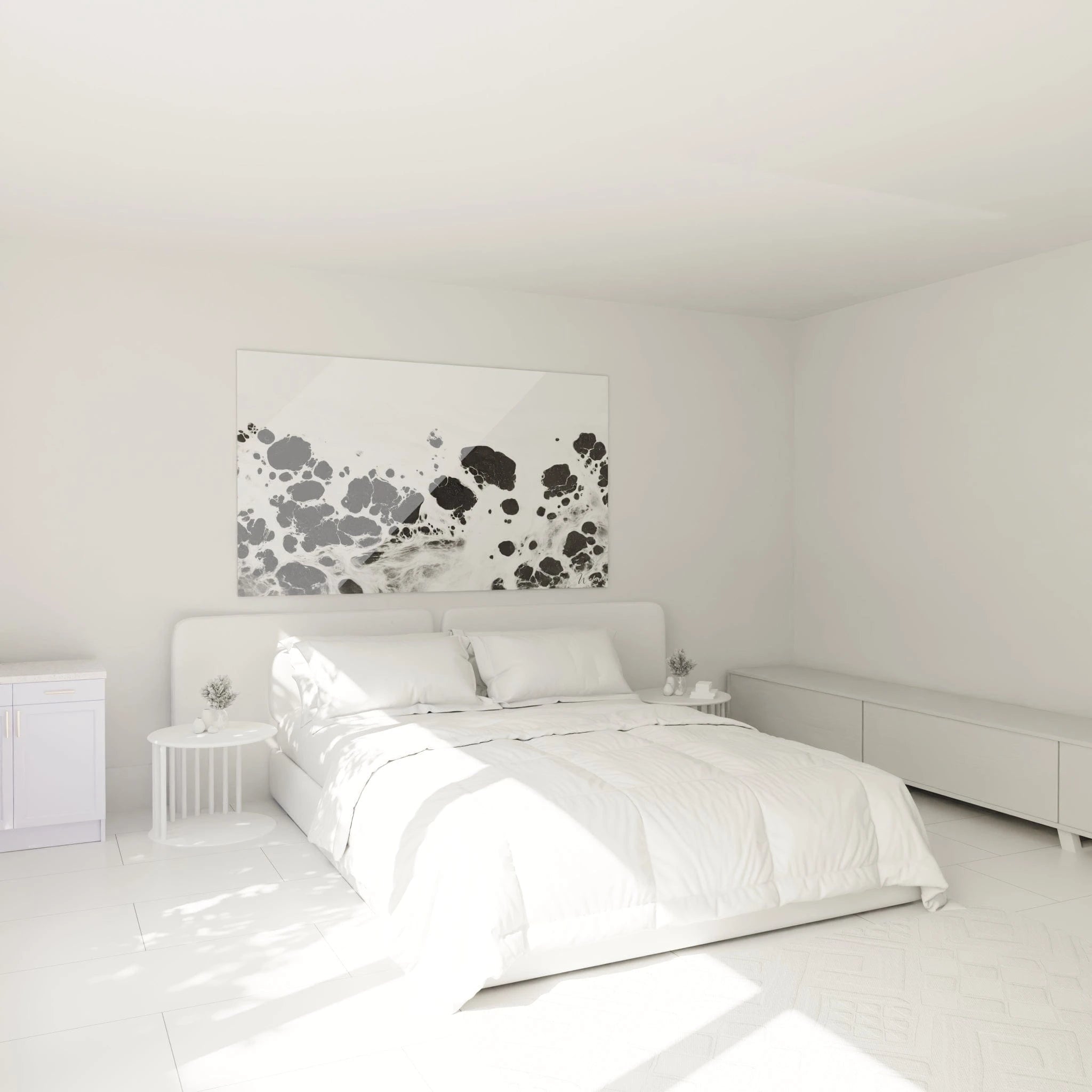 Tableau tacheté noir et blanc de Walensky, décoration moderne pour chambre minimaliste
