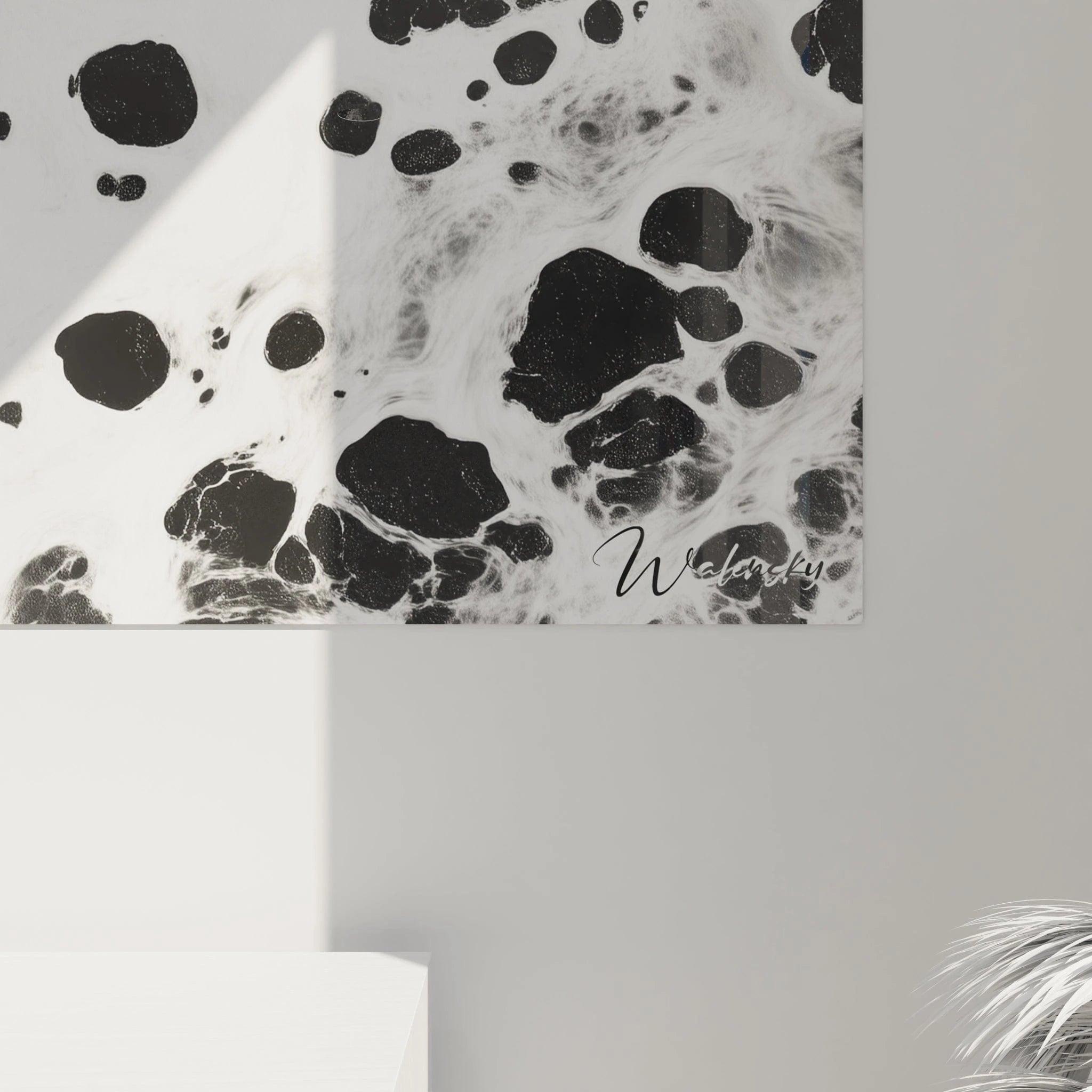 Tableau Flots Abstraits - édition tacheté noir et blanc - Walensky