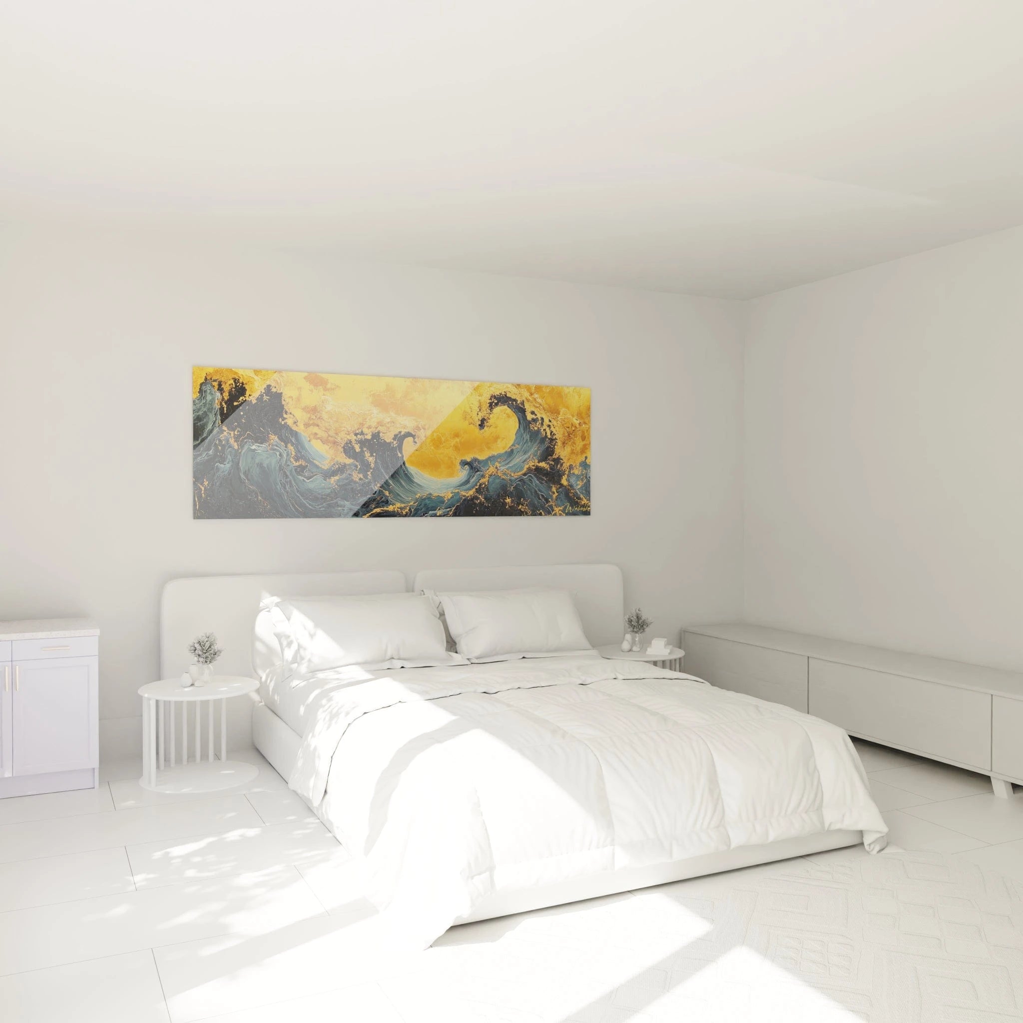 Tableau expressionniste abstrait de Walensky représentant des vagues aux couleurs vives pour décorer votre chambre