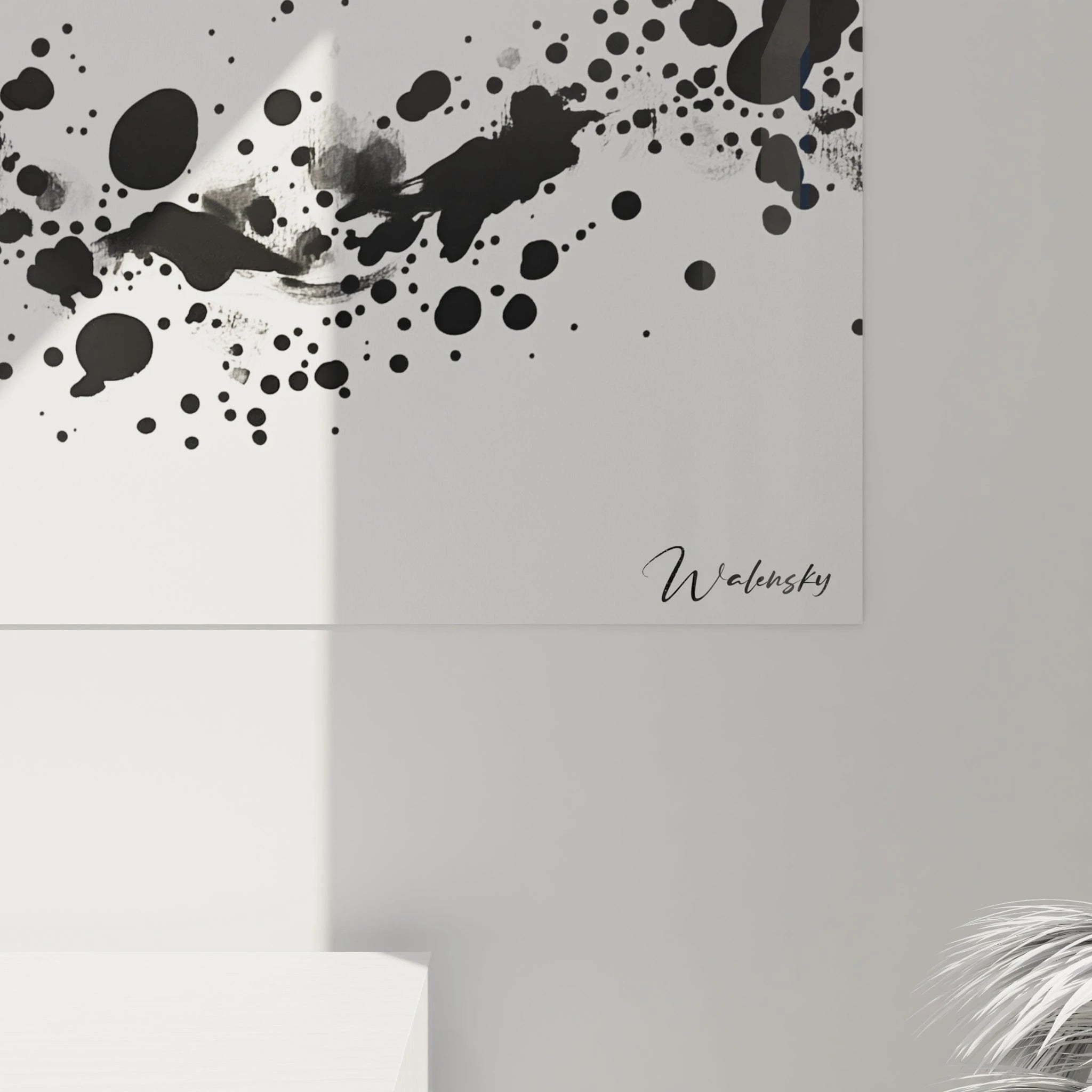 Tableau tacheté noir et blanc de Walensky avec des motifs artistiques modernes