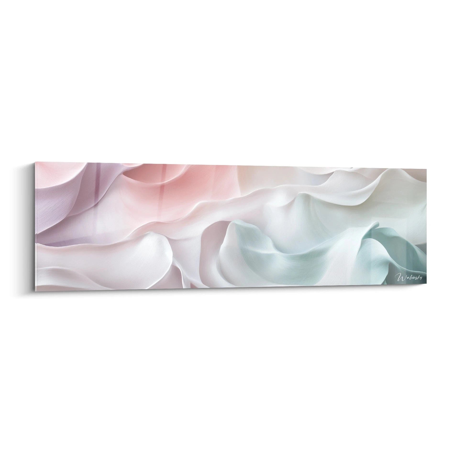 Tableau moderne abstrait de Walensky avec des vagues de couleurs pastel douces sur fond léger