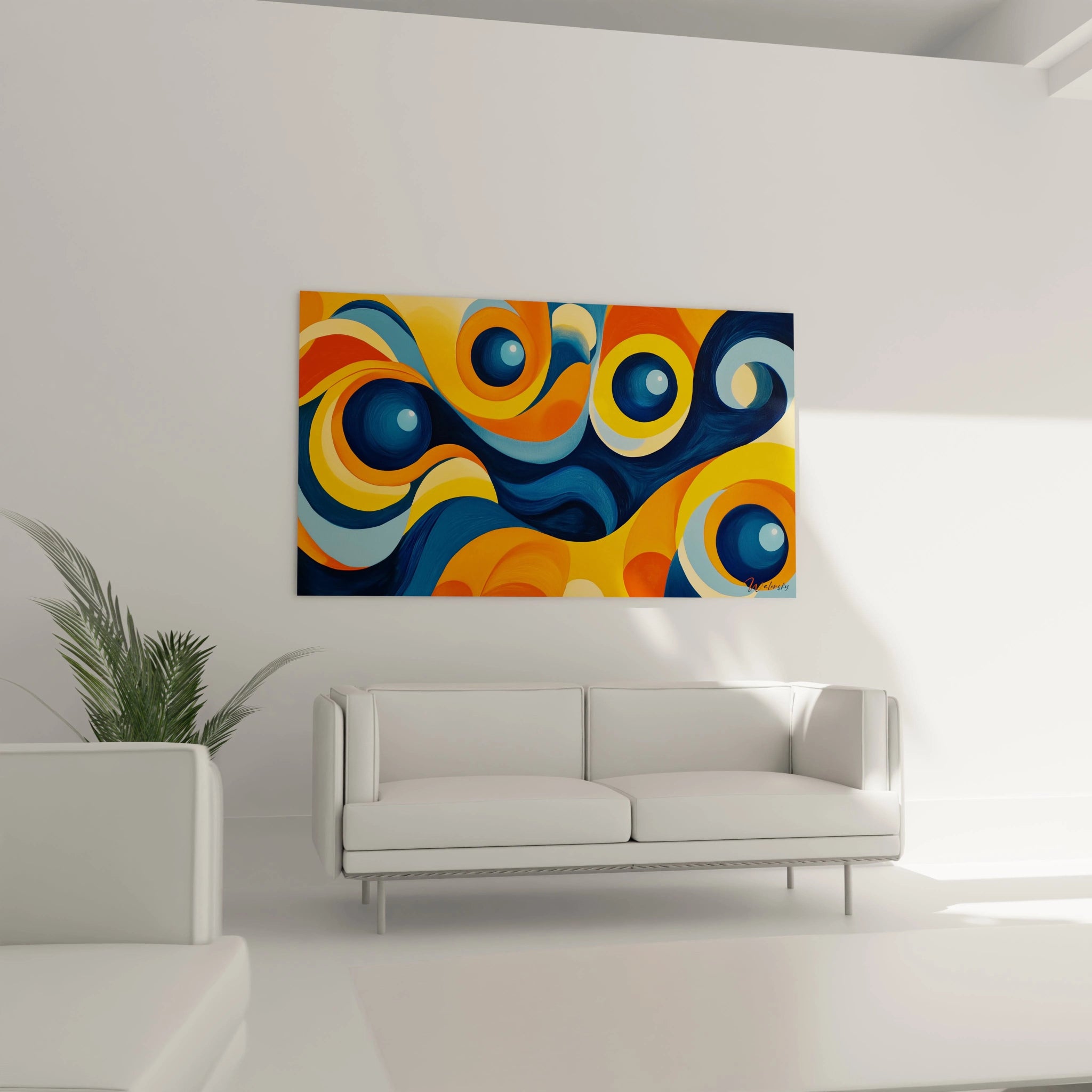 Tableau géométrique abstrait Walensky aux couleurs vives, parfait pour embellir votre intérieur