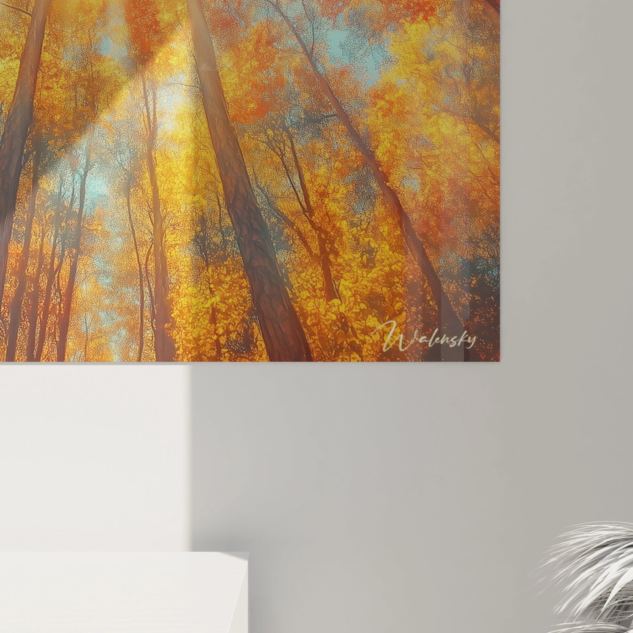 Tableau forêt Walensky représentant des arbres avec feuillage d'automne aux couleurs jaunes et oranges