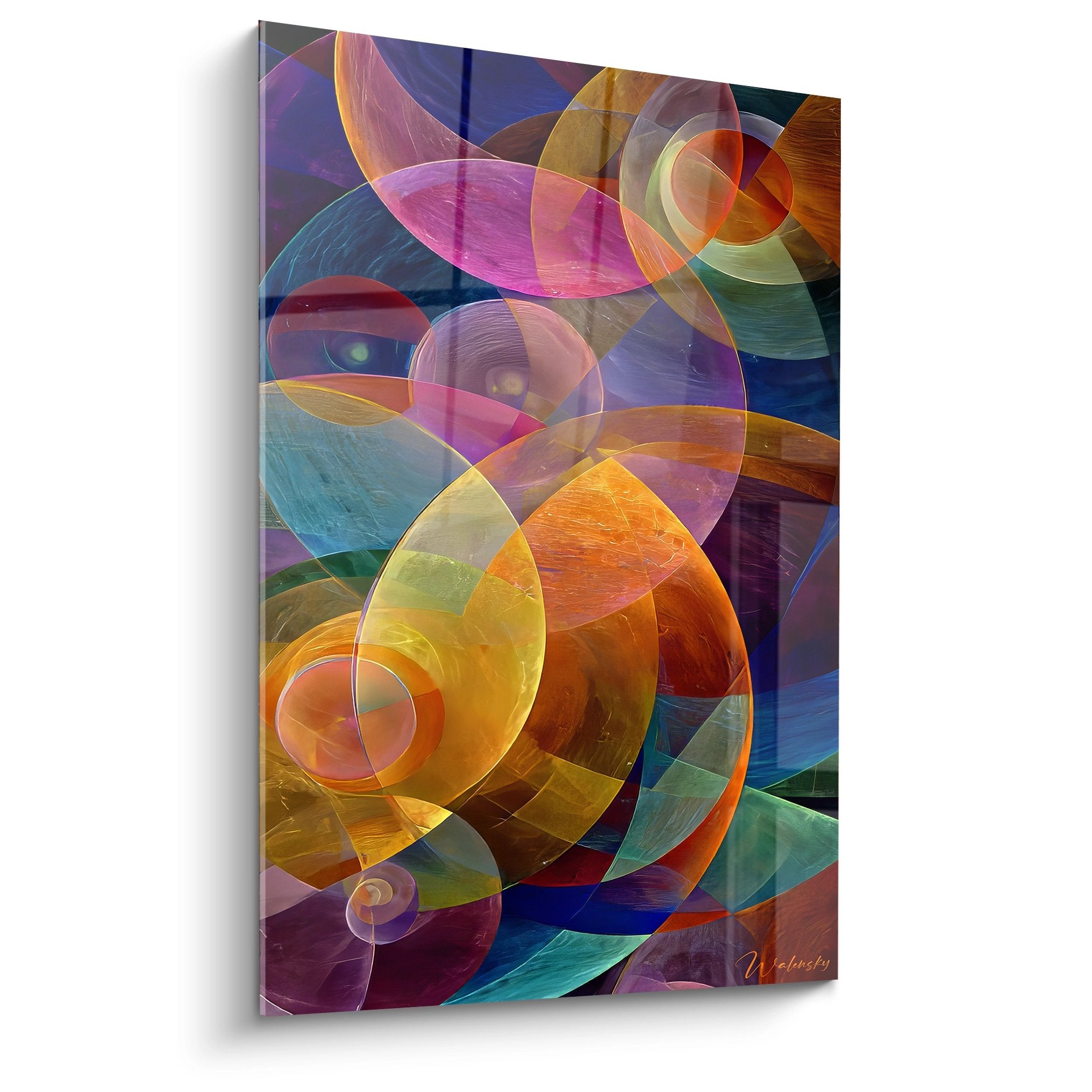 Tableau mural formes circulaires abstraites aux couleurs vibrantes art géométrique moderne décoratif