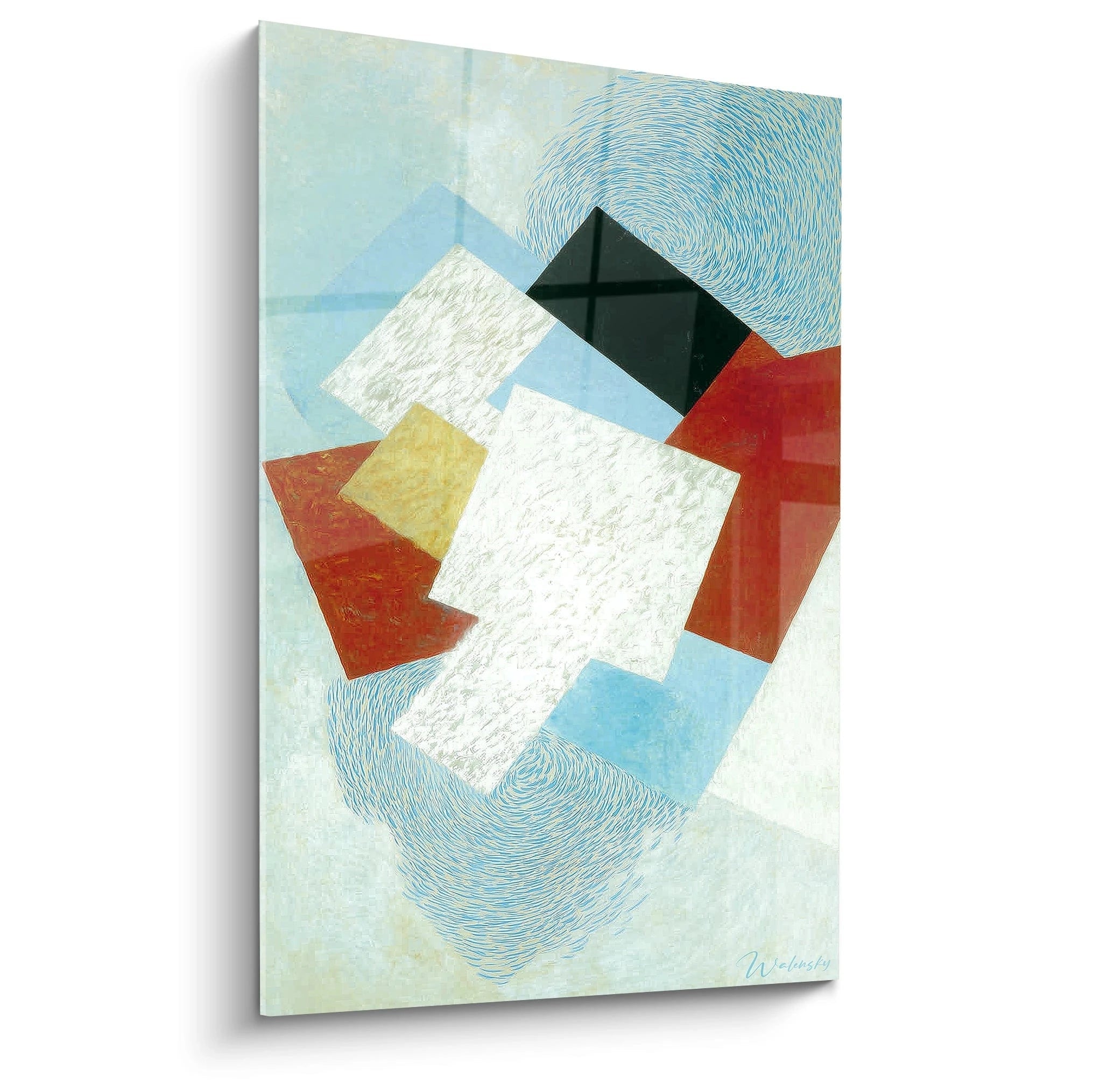 tableau constructivisme géométrique Walensky mural abstrait en formes géométriques colorées et textures