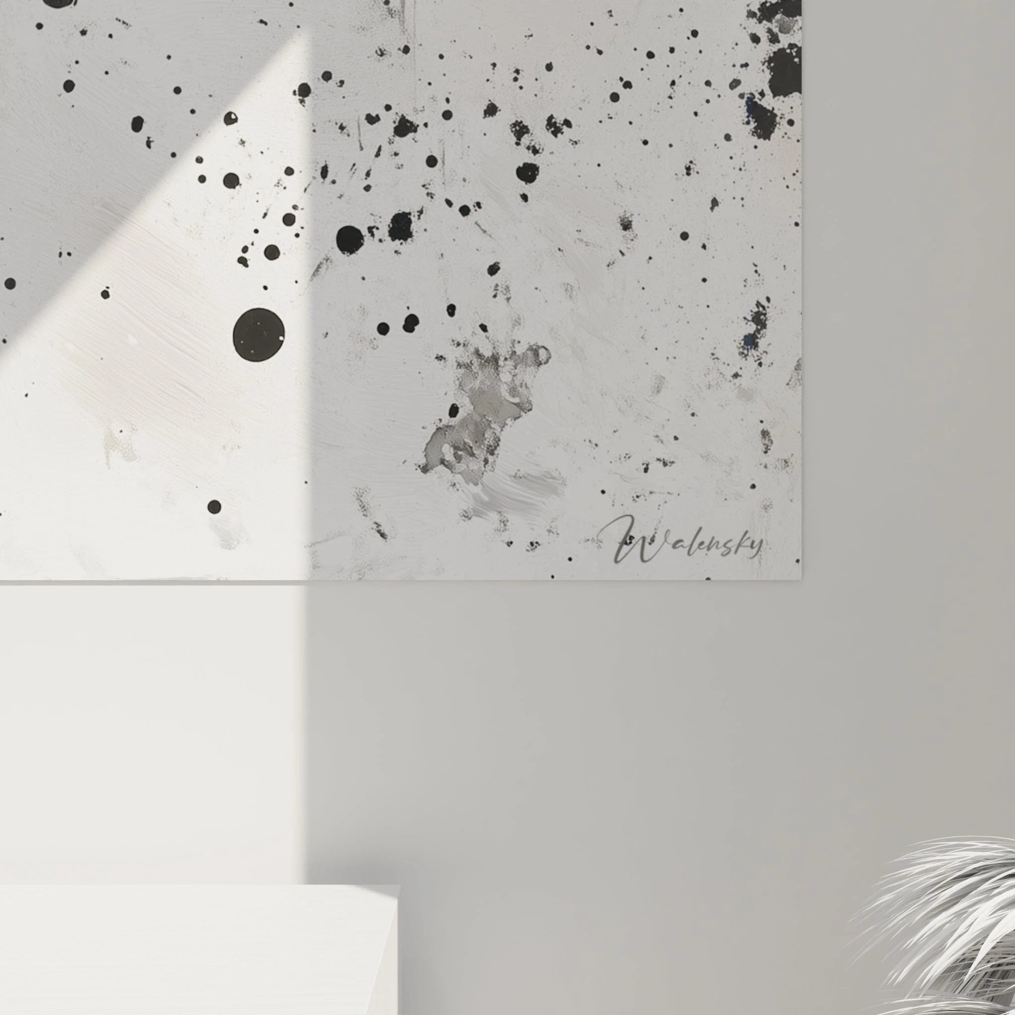 Tableau tacheté noir et blanc de Walensky avec éclaboussures artistiques modernes