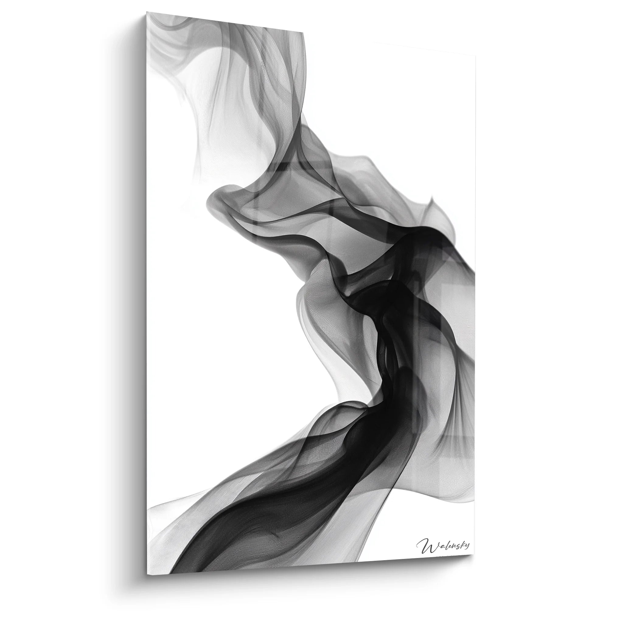 Tableau noir blanc fumée abstraite volutes élégantes décoration murale moderne art contemporain