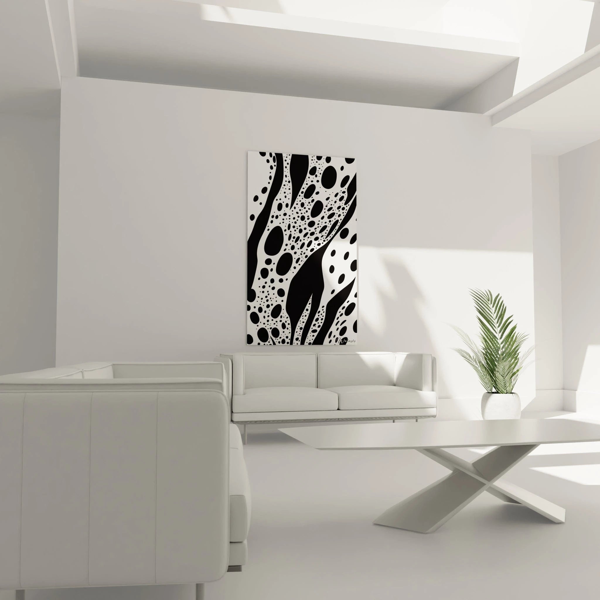 Tableau tacheté noir et blanc de Walensky pour un décor moderne et artistique