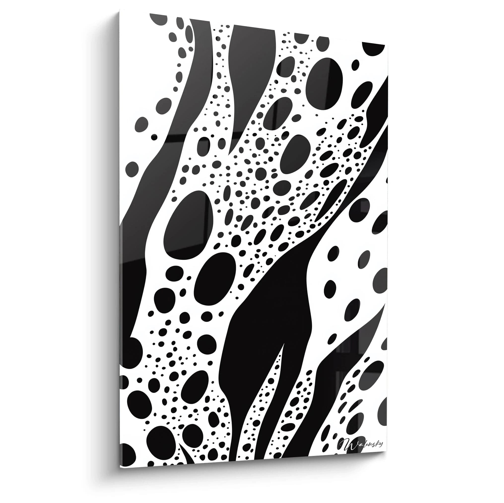 Tableau tacheté noir et blanc de Walensky avec des motifs modernes et abstraits