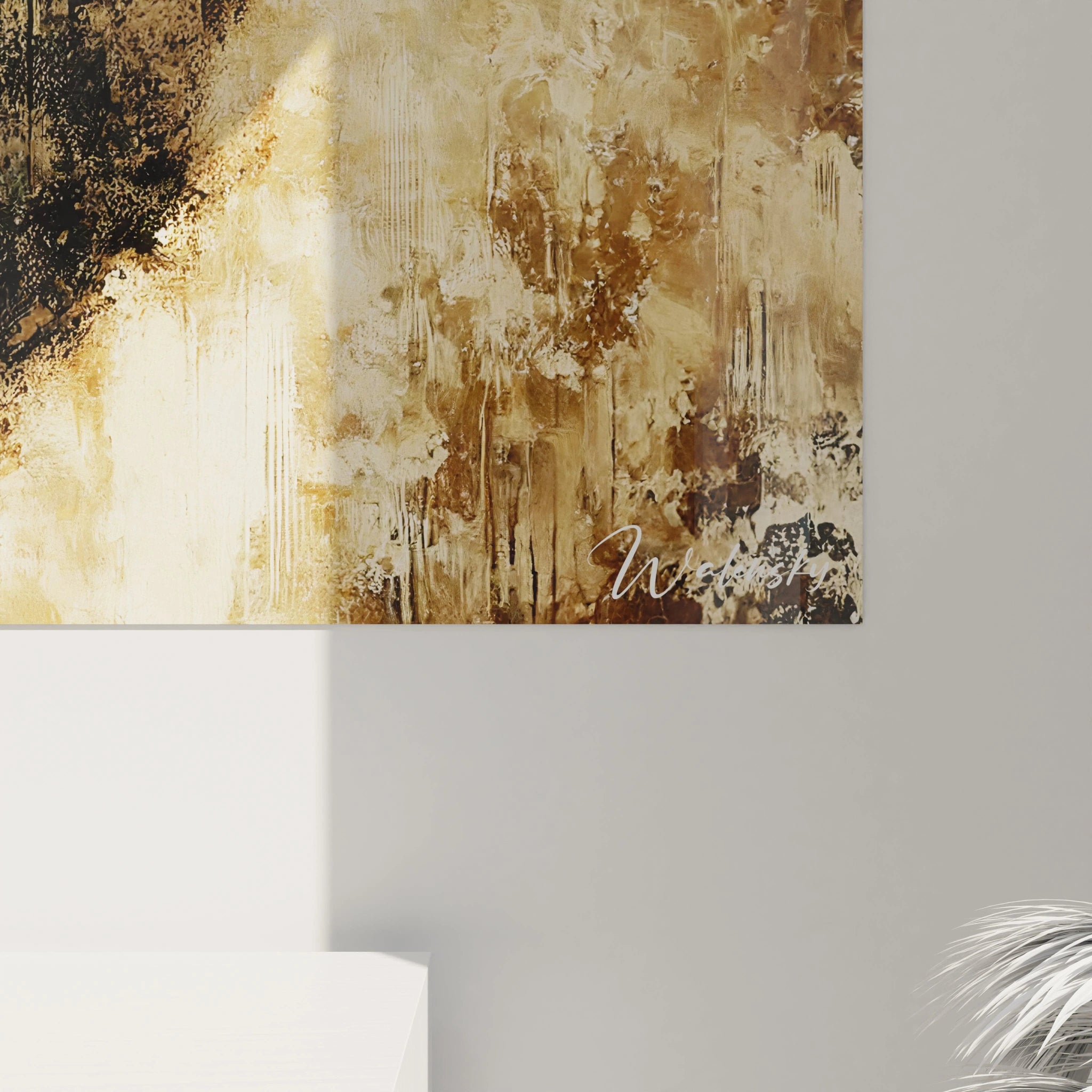 Vue de pres du tableau Yin Yang : decouvrez les details des textures et nuances qui traduisent la dualite de l'oeuvre. Une invitation a contempler la beaute de l'equilibre universel.