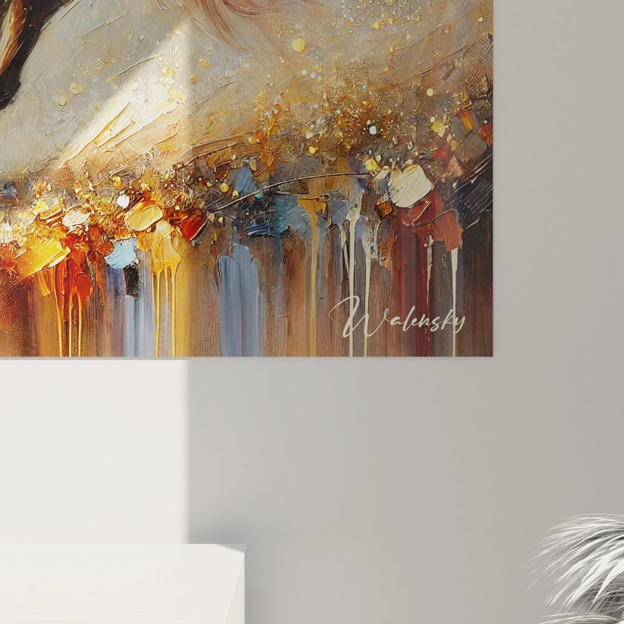 Admirez les détails captivants de ce tableau cheval en gros plan. Chaque coup de pinceau reflète la force et la fluidité du cheval, offrant une œuvre à l'intensité visuelle remarquable.