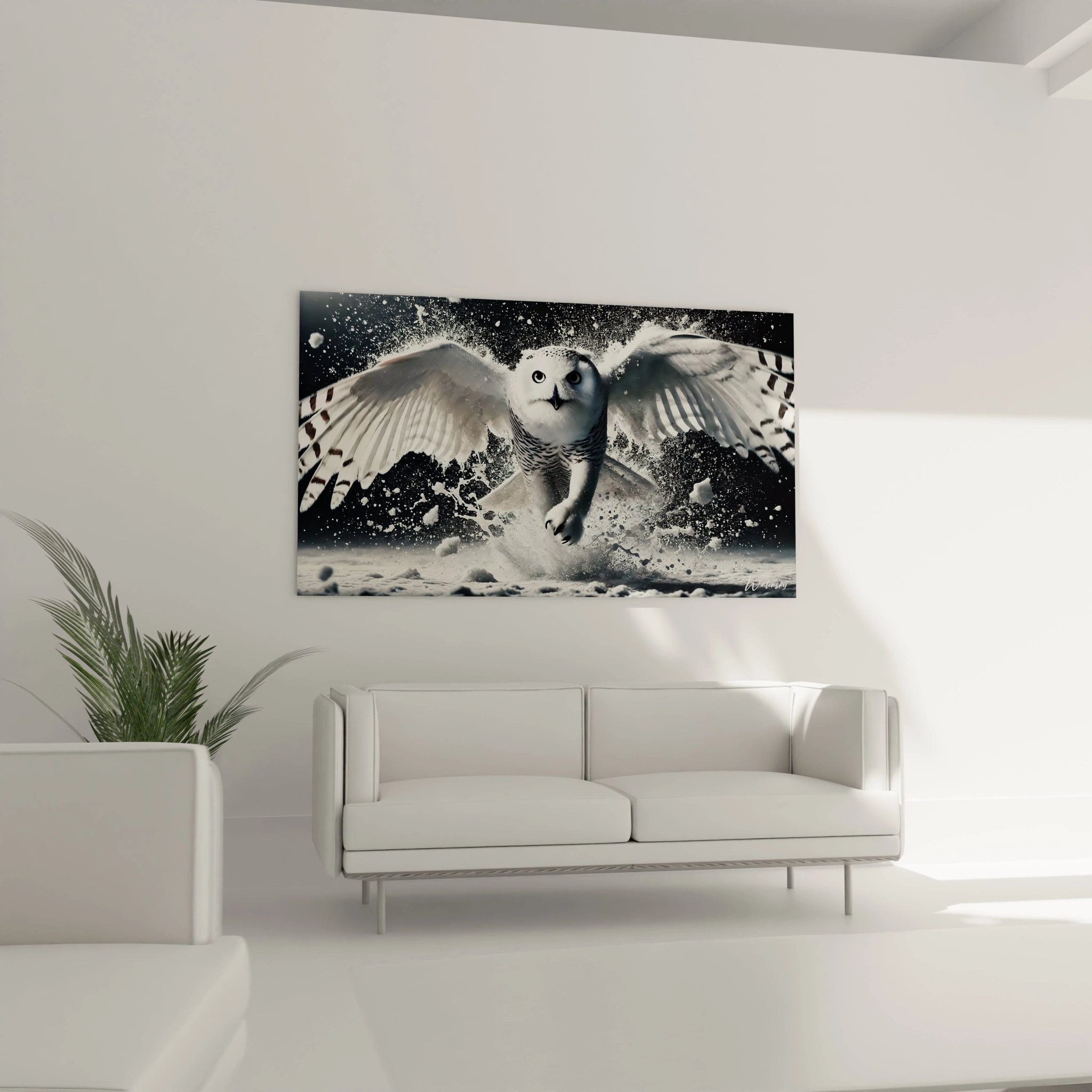 Sublimez votre salon avec ce tableau chouette puissant et elegant. Accroche au dessus du canape, il cree une atmosphere dramatique avec ses contrastes et sa representation majestueuse.