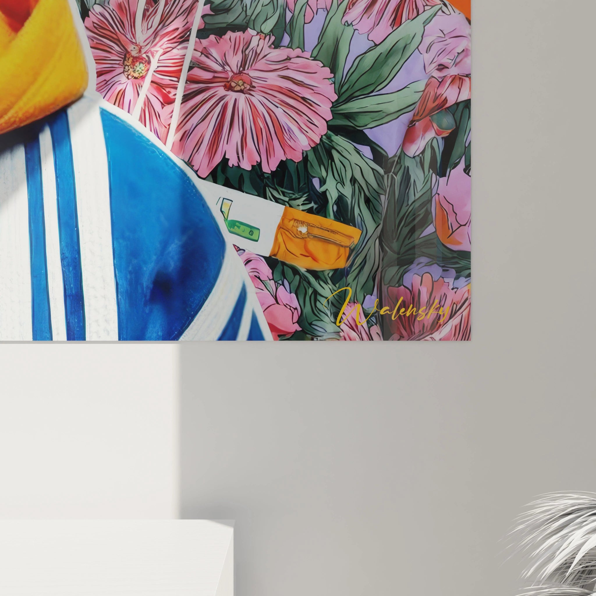 Tableau génération Z streetwear avec des couleurs vibrantes et motifs floraux en arrière-plan