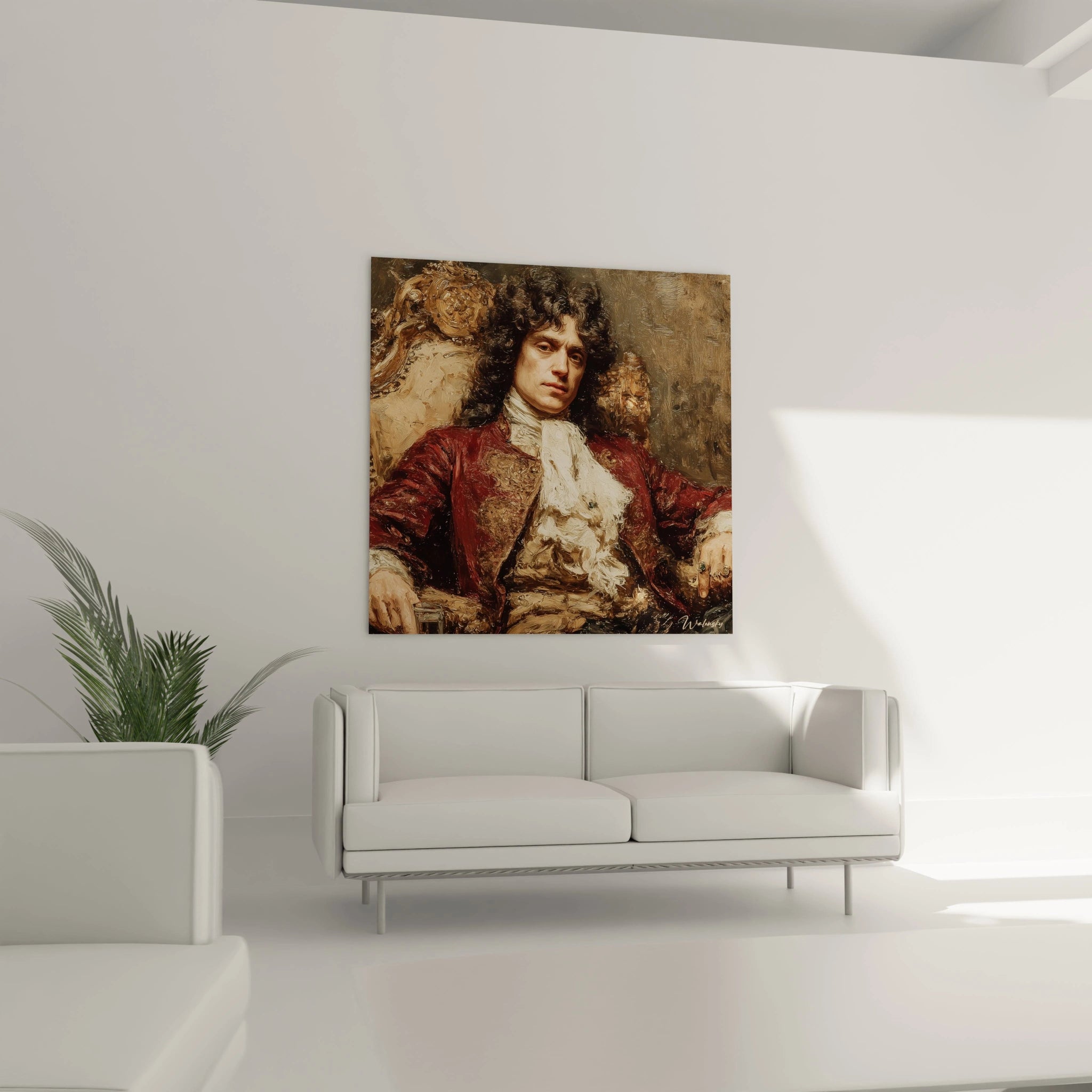 tableau mural raffiné Louis XIV par Walensky portrait baroque de cour aux tons chauds pour salon élégant