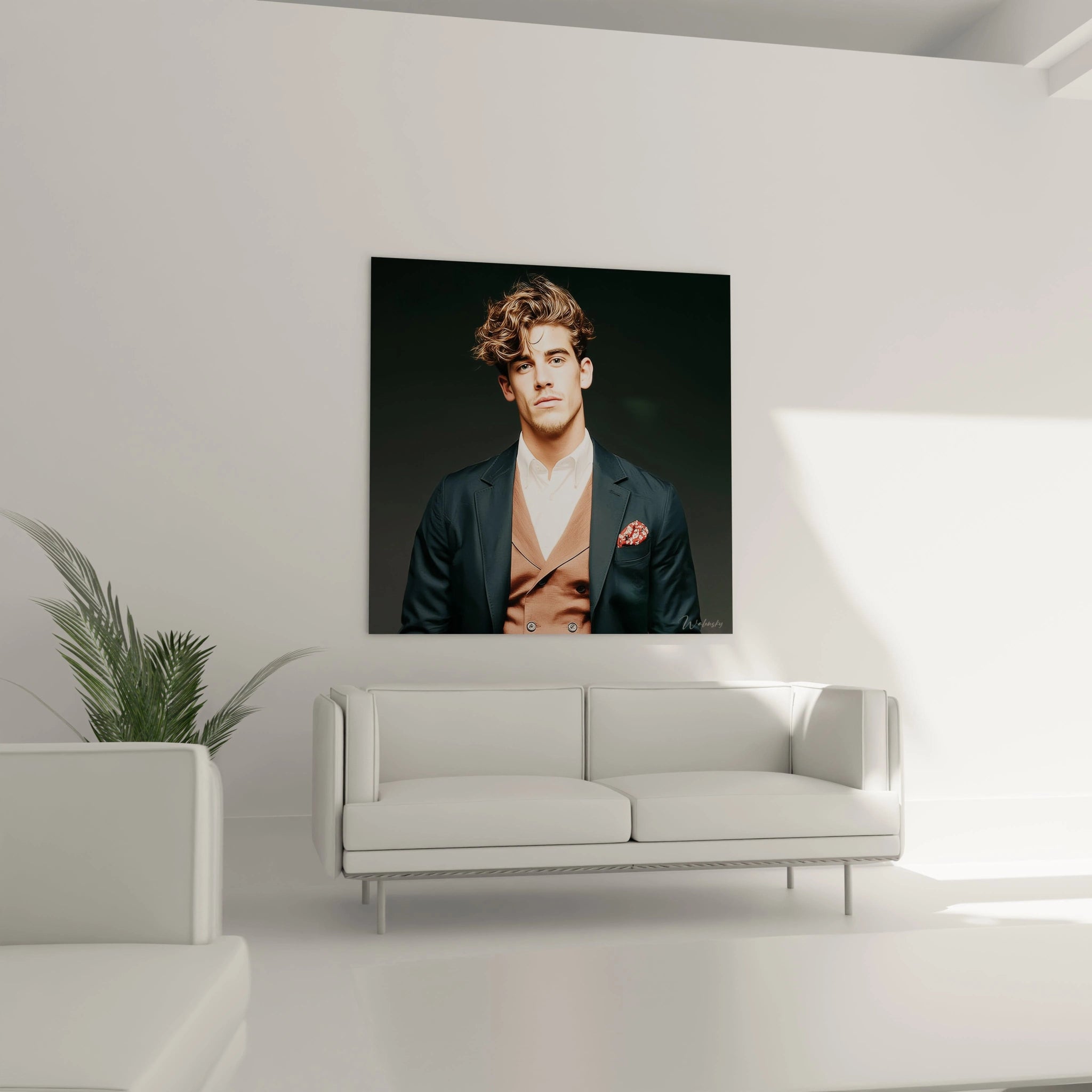 Tableau décoration homme élégant de Walensky, avec un jeune homme en costume dans un intérieur moderne