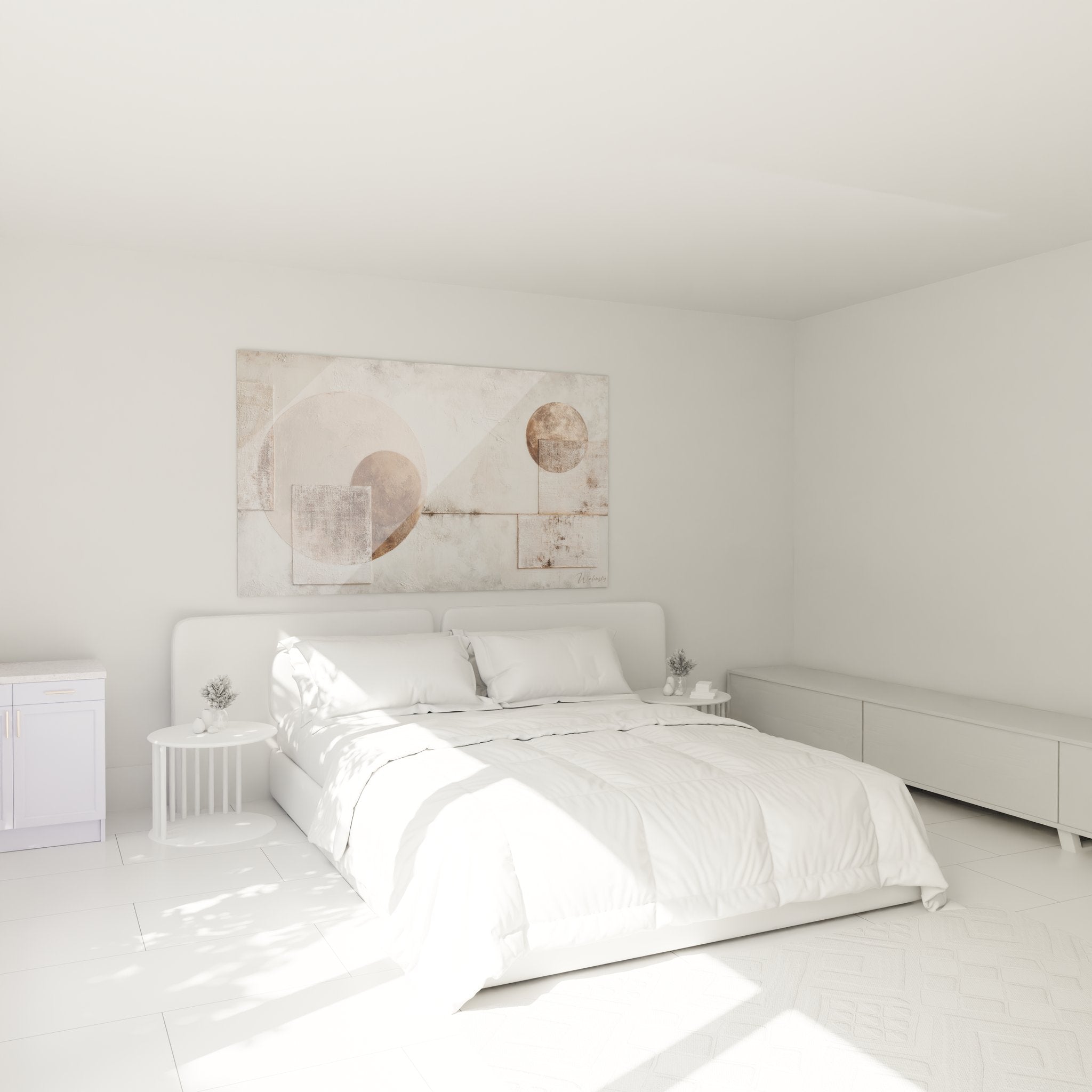 Tableau géométrique abstrait cercles dans chambre moderne décoration murale contemporaine