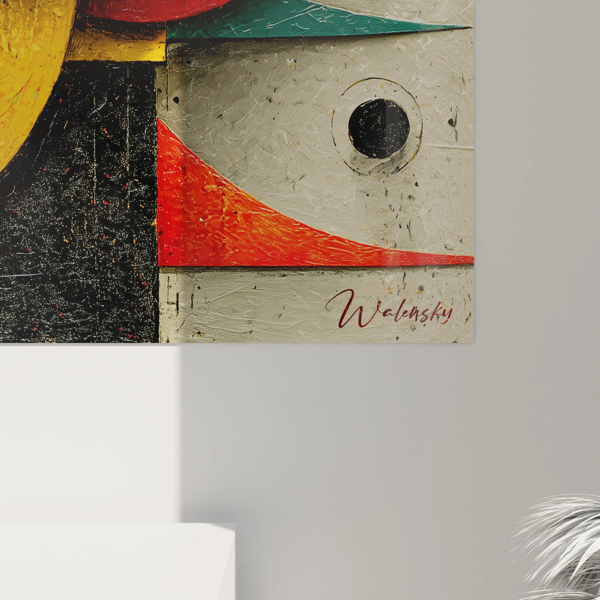 Tableau mural Walensky abstrait avec formes géométriques colorées et texture peinte tableau géométrique design Bauhaus