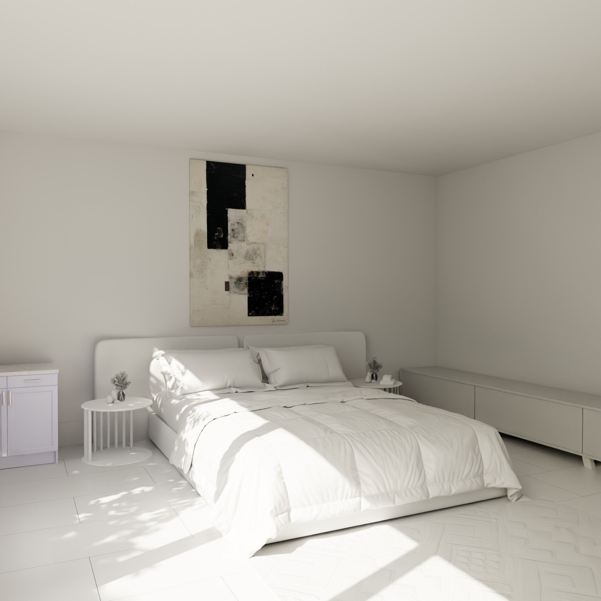 Abstraktes geometrisches Gemälde Schwarz Weiß Dekoration modernes Schlafzimmer Feng Shui Westen Metall