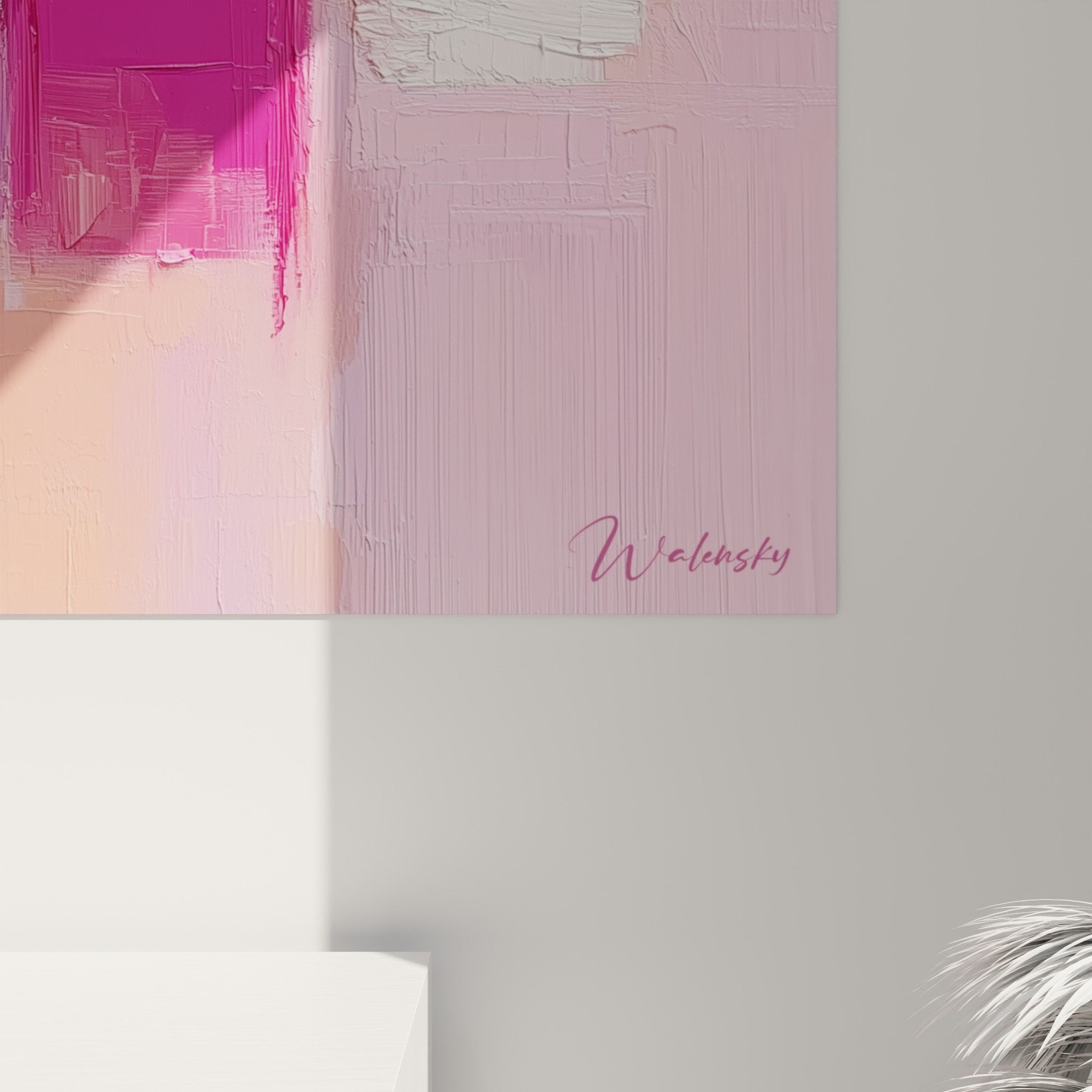 tableau mural abstrait geometrique tons roses feng shui terre