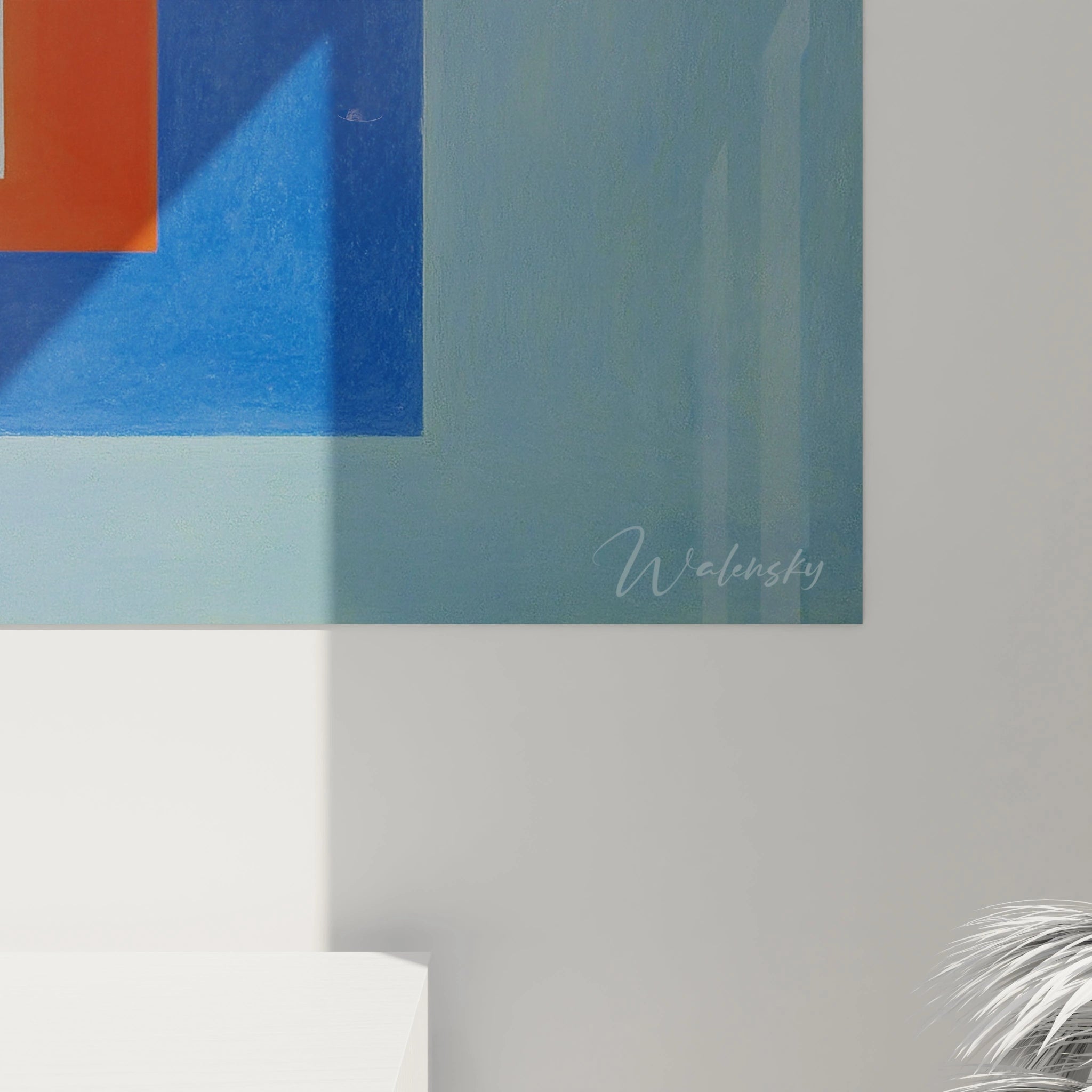 Walensky tableau murale géométrique constructivisme coin droit de la peinture murale bleue et orange