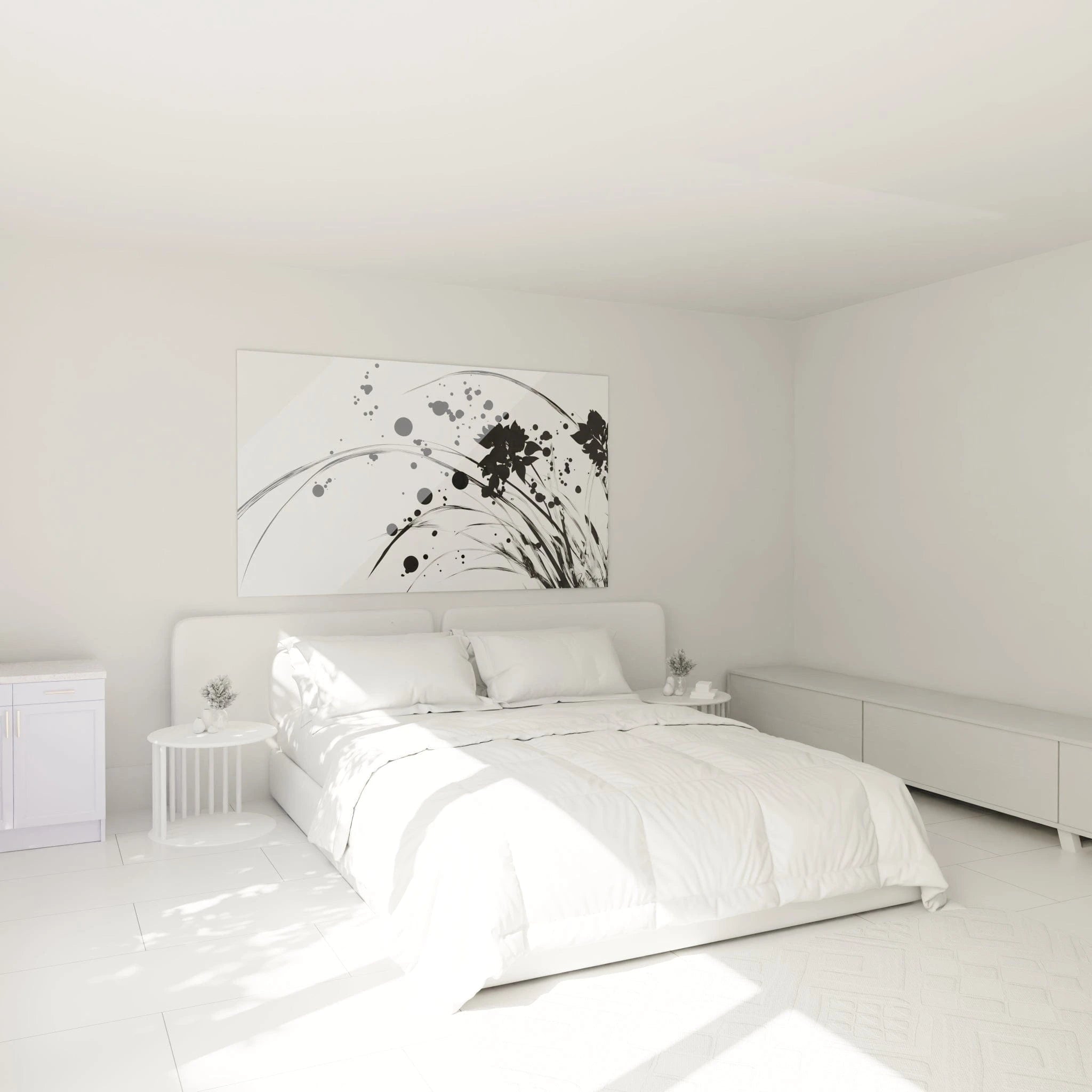 Tableau tacheté noir et blanc de Walensky pour une décoration moderne dans une chambre lumineuse