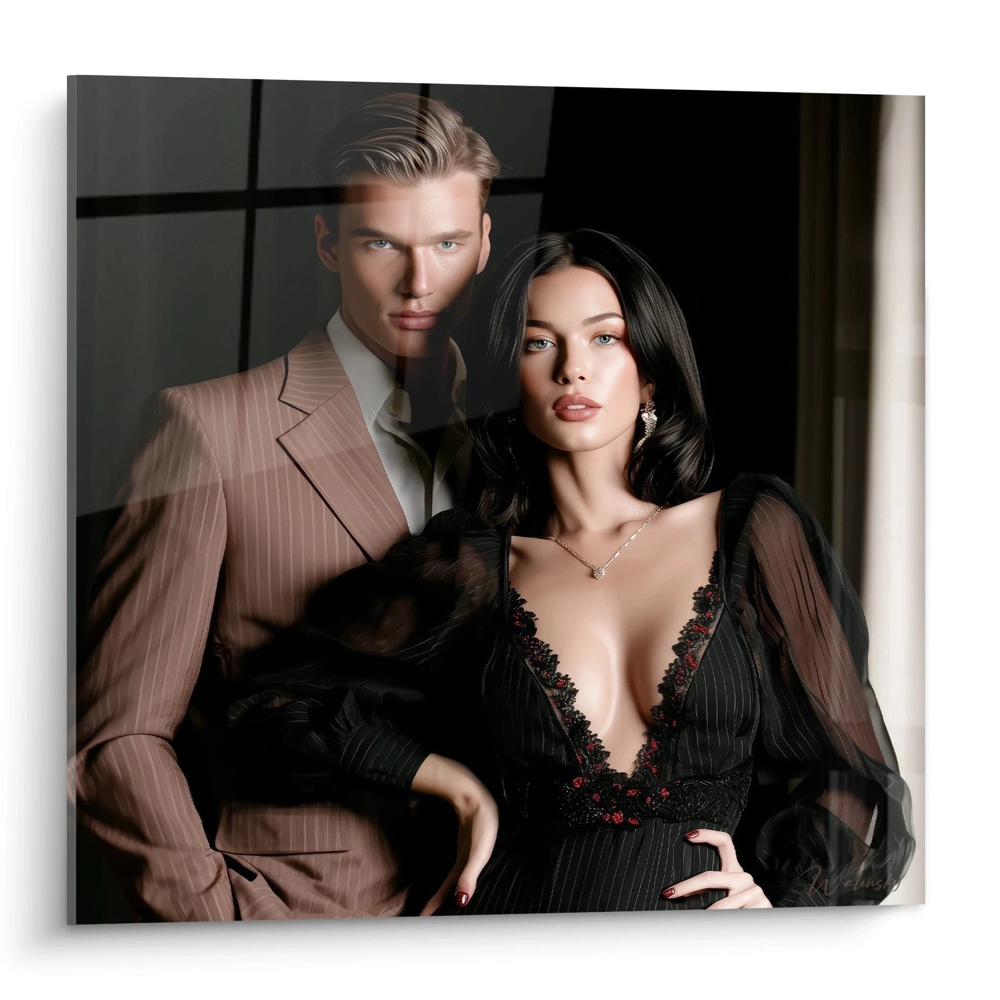 Tableau glamour couple moderne de Walensky avec un homme et une femme élégants en pose artistique