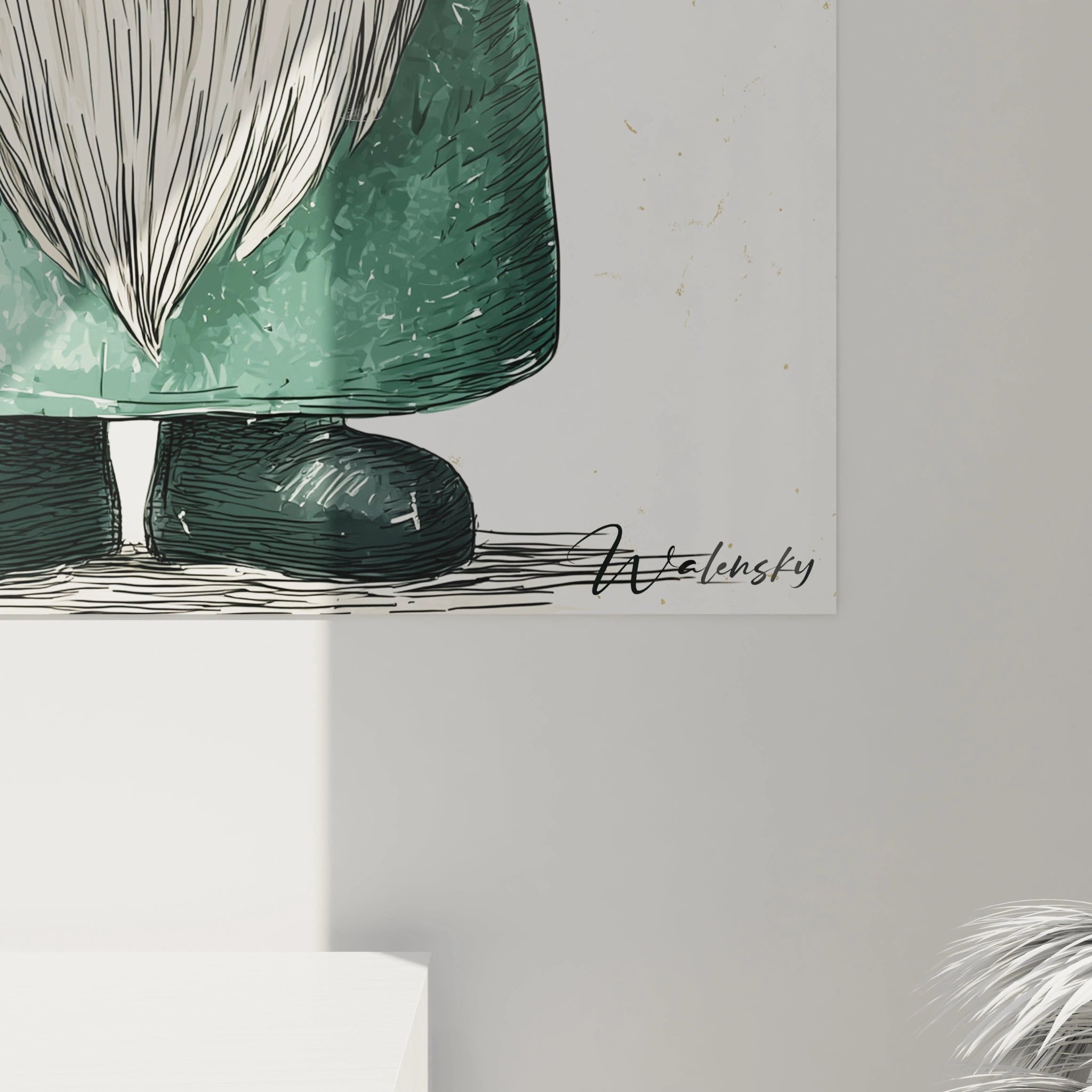 Tableau mural gnome de Noël par Walensky avec une illustration d'un gnome féérique