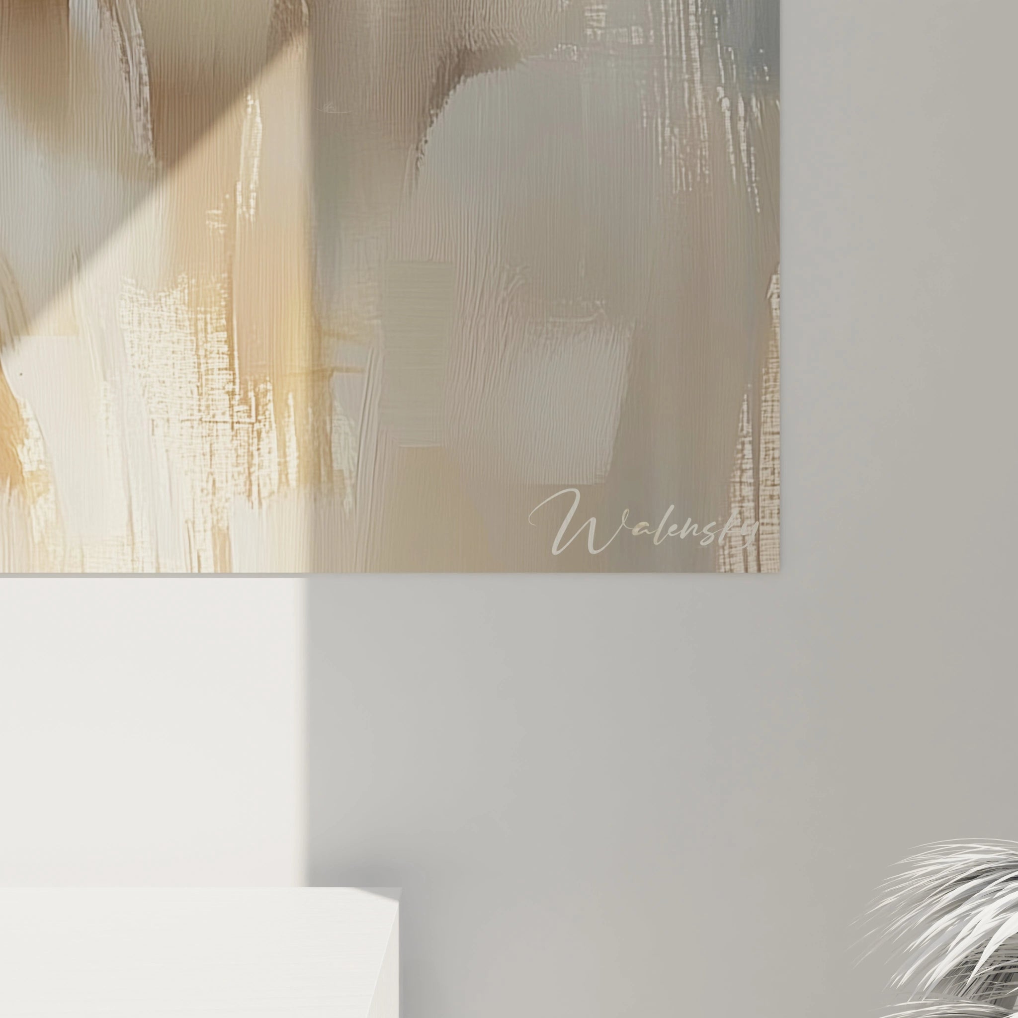 Tableau Golden Retriever détaillant la tête d'un chien au pelage doré, avec des yeux marron expressifs et une gueule souriante, peint avec une technique de coups de pinceau apparents sur fond clair.