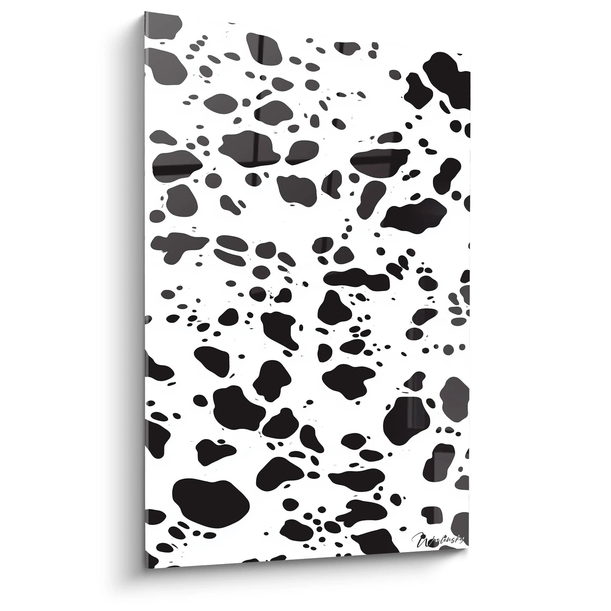 Tableau tacheté noir et blanc de Walensky avec un motif artistique abstrait