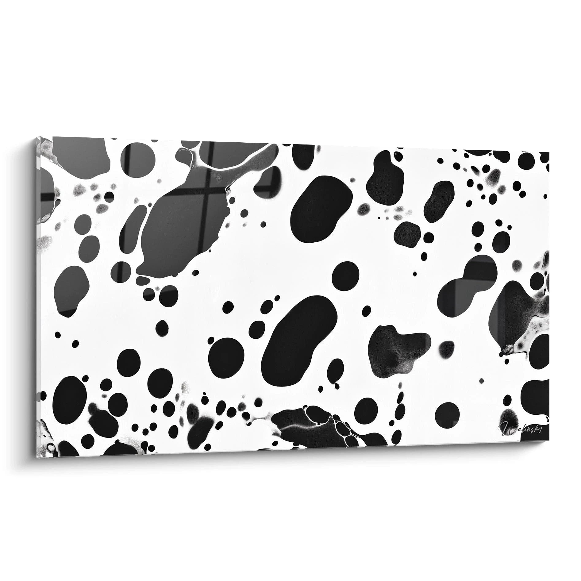 Tableau tacheté noir et blanc de Walensky, design abstrait moderne pour décorer votre intérieur