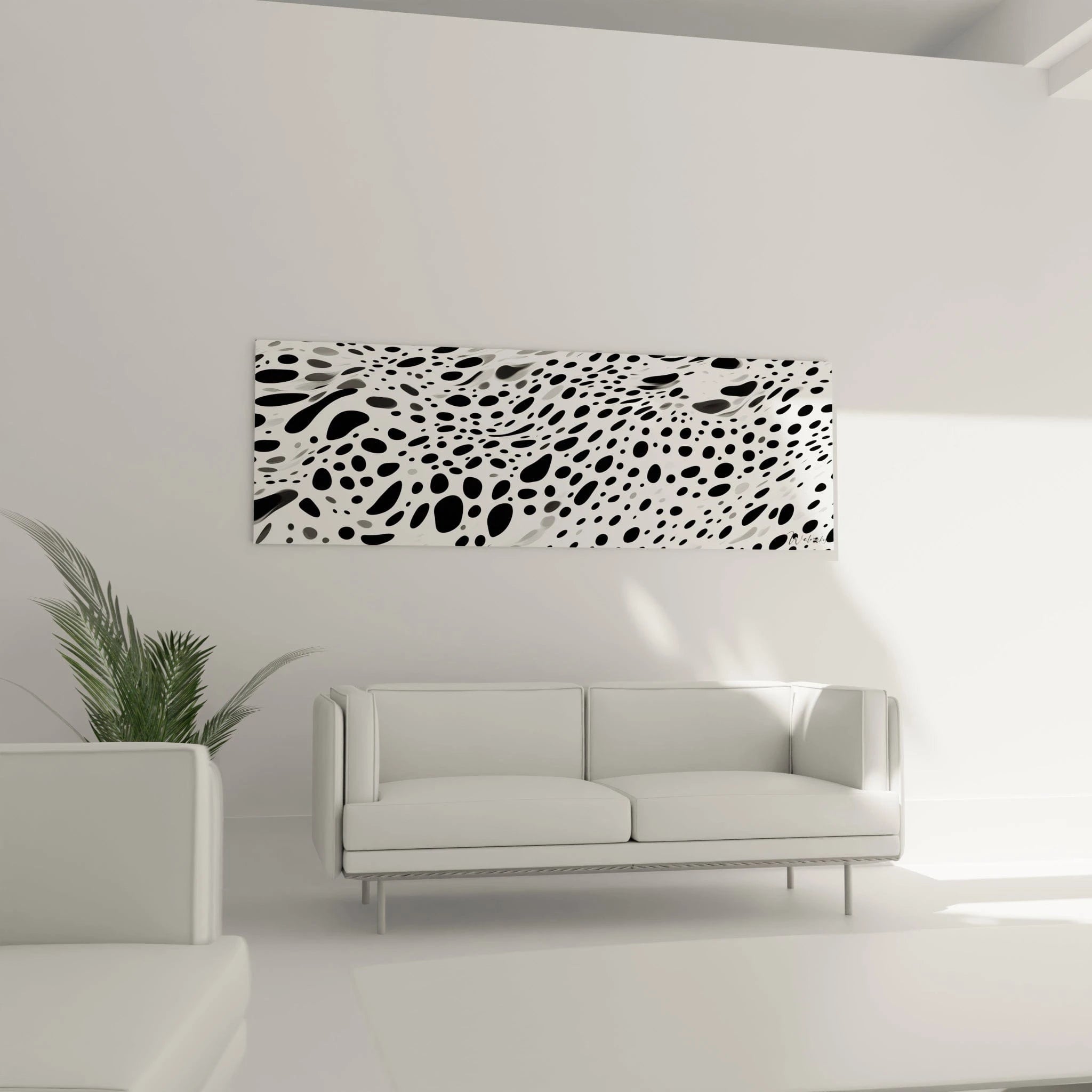 Tableau tacheté noir et blanc Walensky pour une décoration moderne et élégante dans un salon