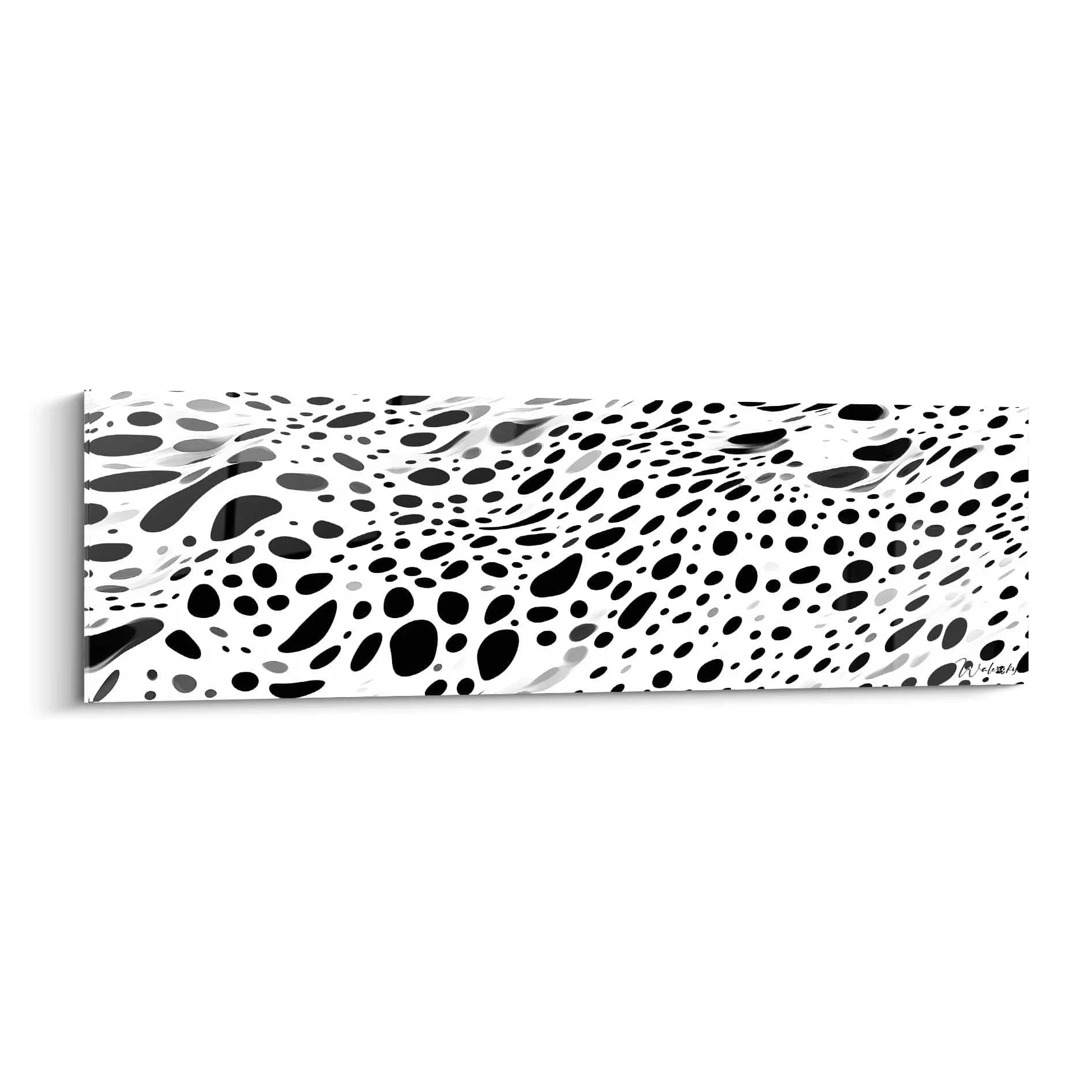 Tableau tacheté noir et blanc de Walensky avec motif abstrait et dynamisme moderne