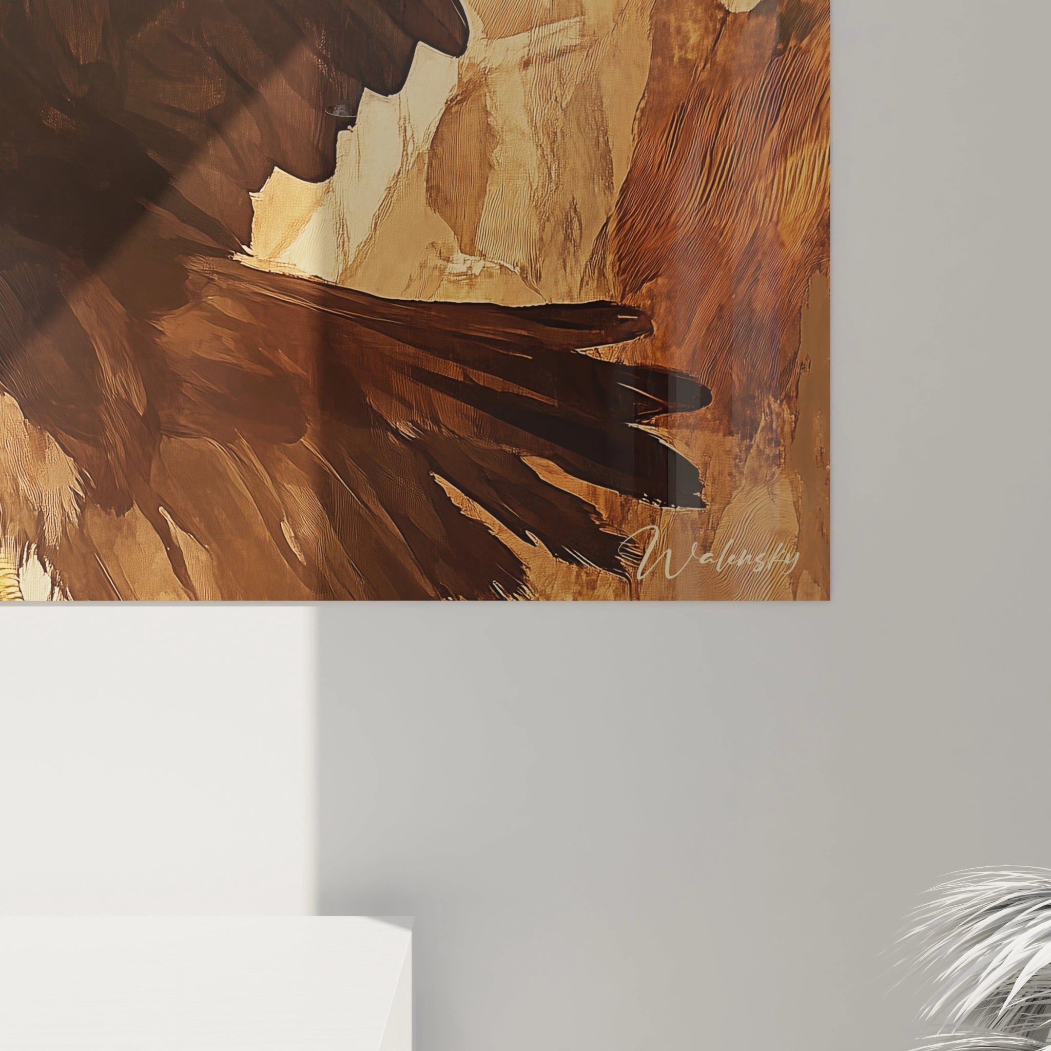 Tableau aigle Walensky avec des plumes détaillées sur fond artistique pour décoration murale