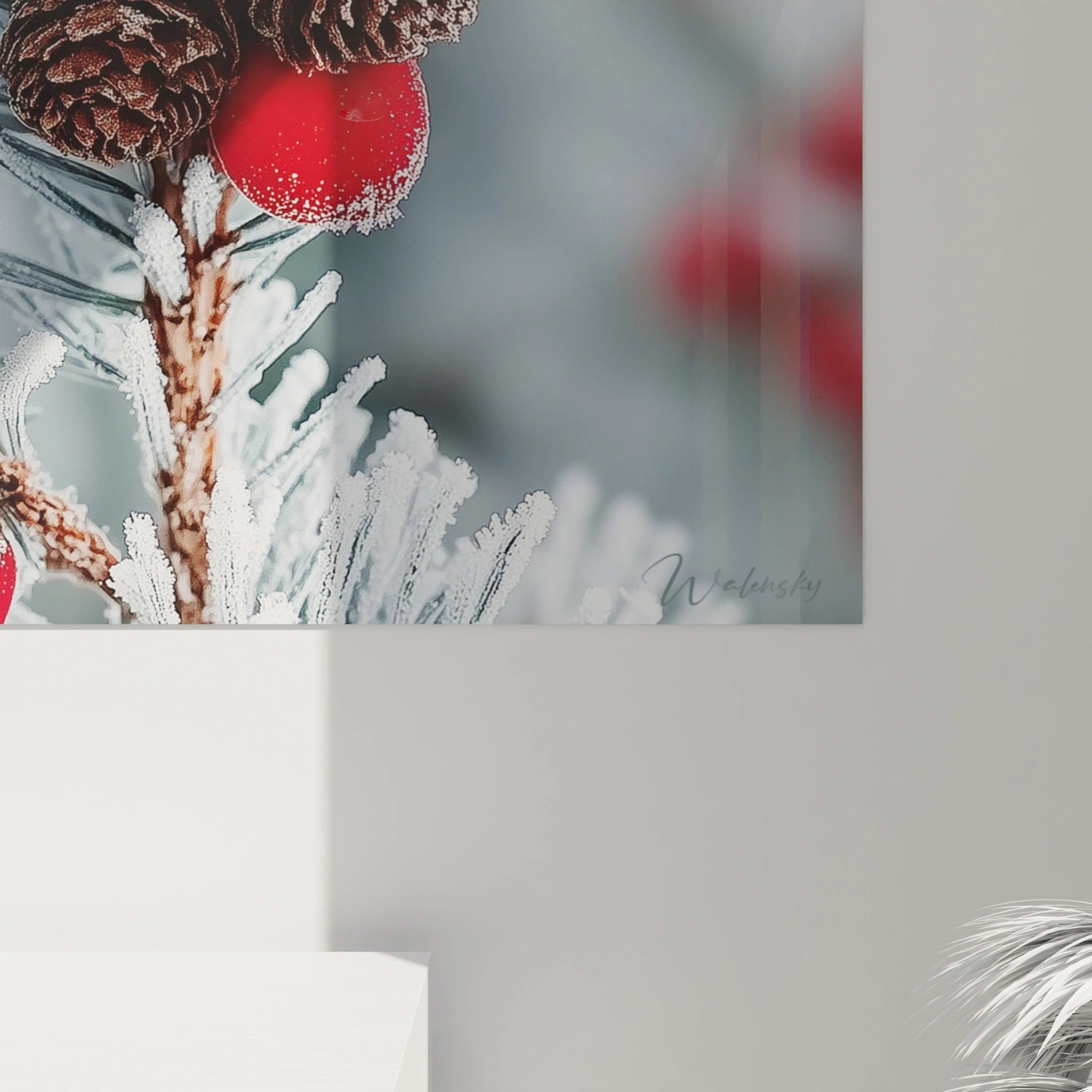 Tableau déco hivernal de Walensky représentant un paysage enneigé et paisible avec une touche artistique
