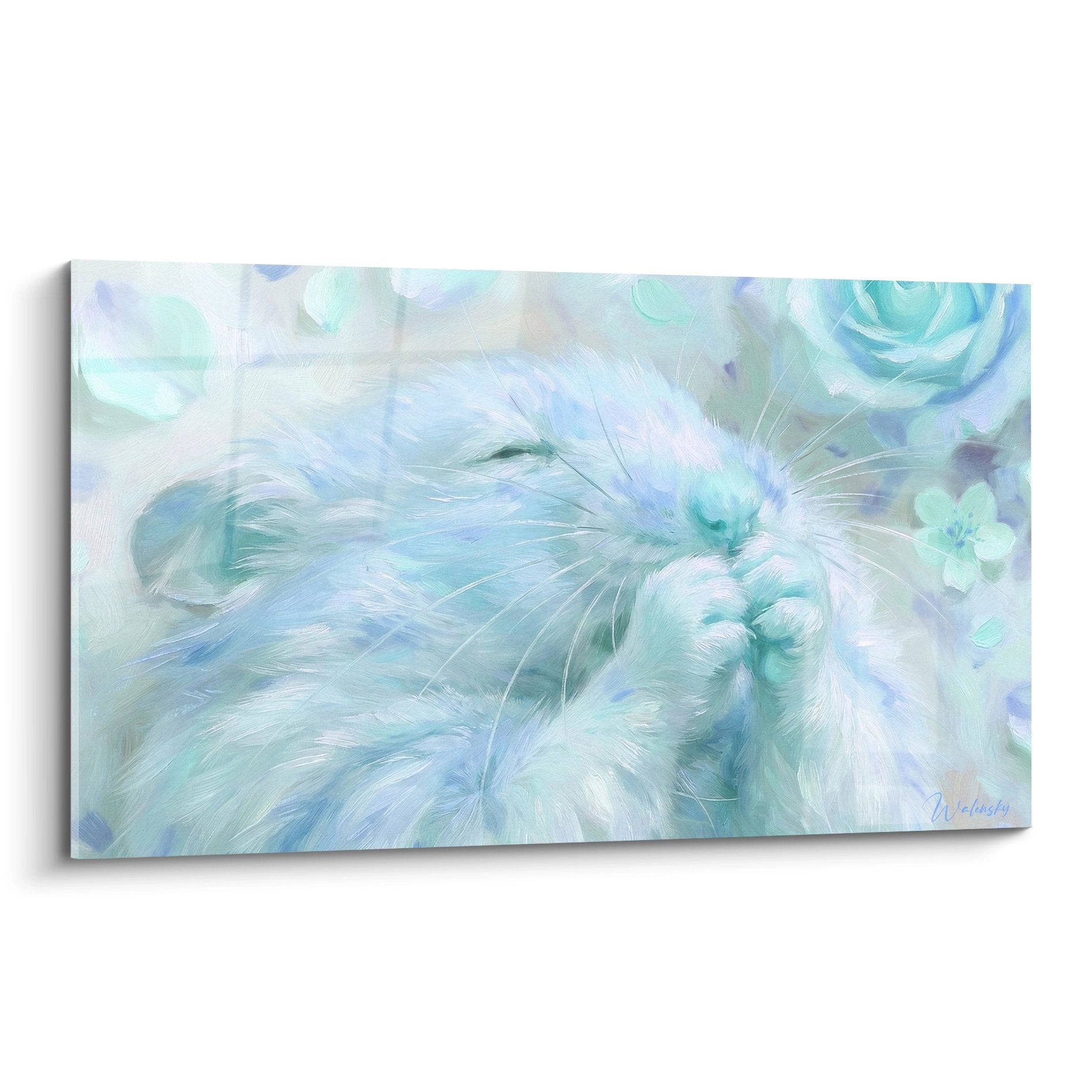 artistic hamster painting pastel blue turquoise tones impressionist style silky fur hamster edition