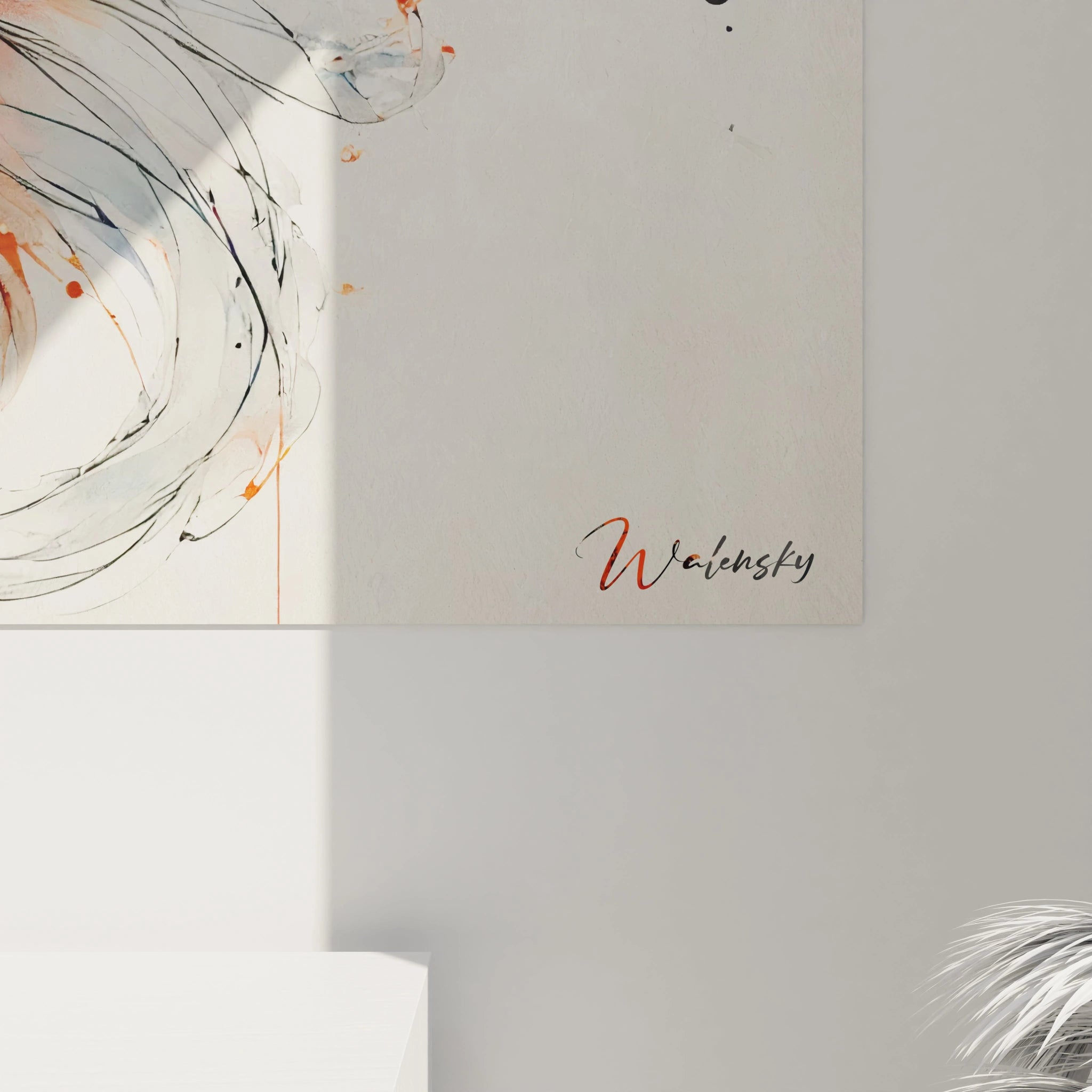 Zoom sur ce tableau poisson avec ses details precis et ses eclats de couleur. Le contraste entre noir et rouge apporte energie et modernité a cette oeuvre captivante.