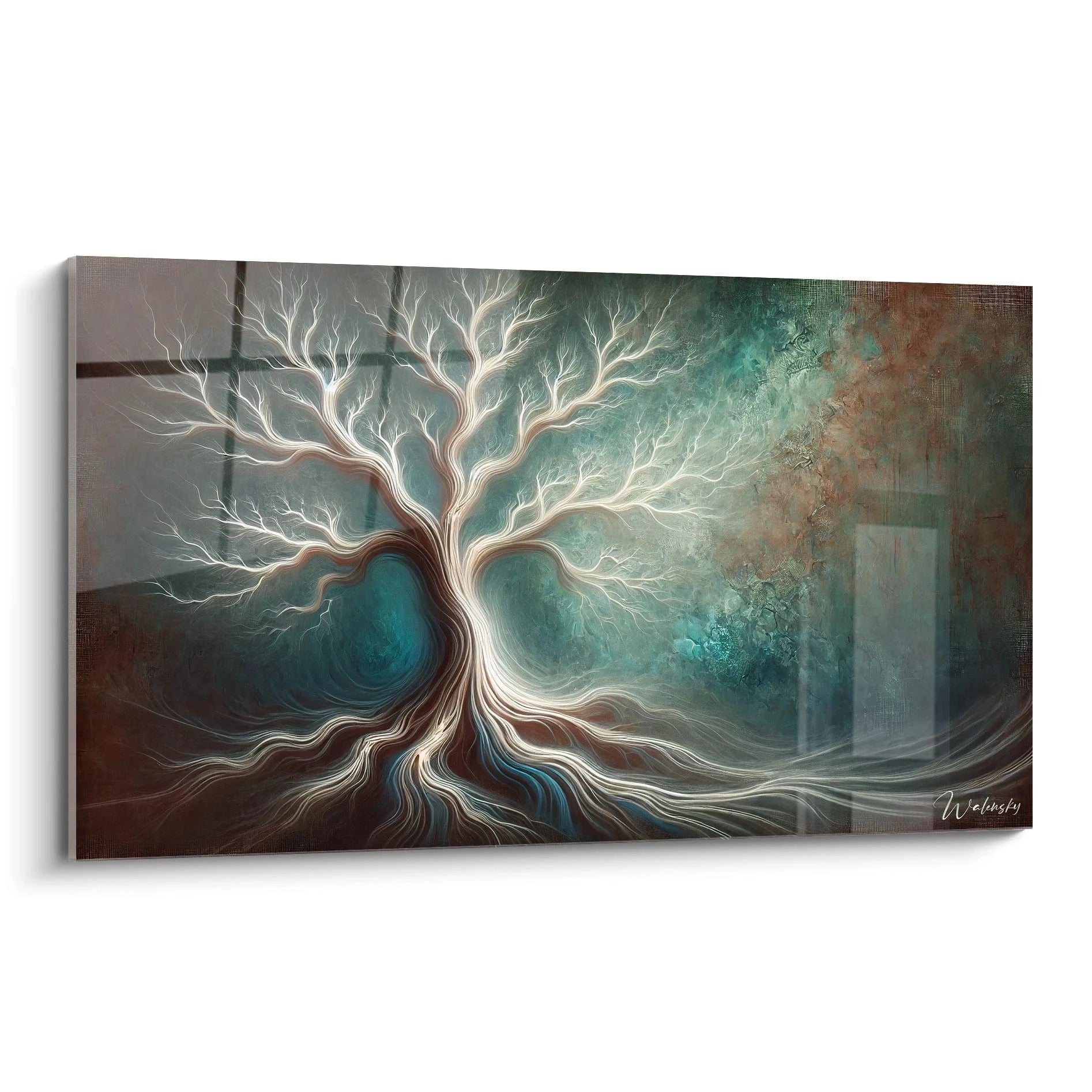 Admirez ce tableau Arbre de Vie, vu de biais, un symbole de nature et de sérénité, parfait pour un intérieur contemporain.