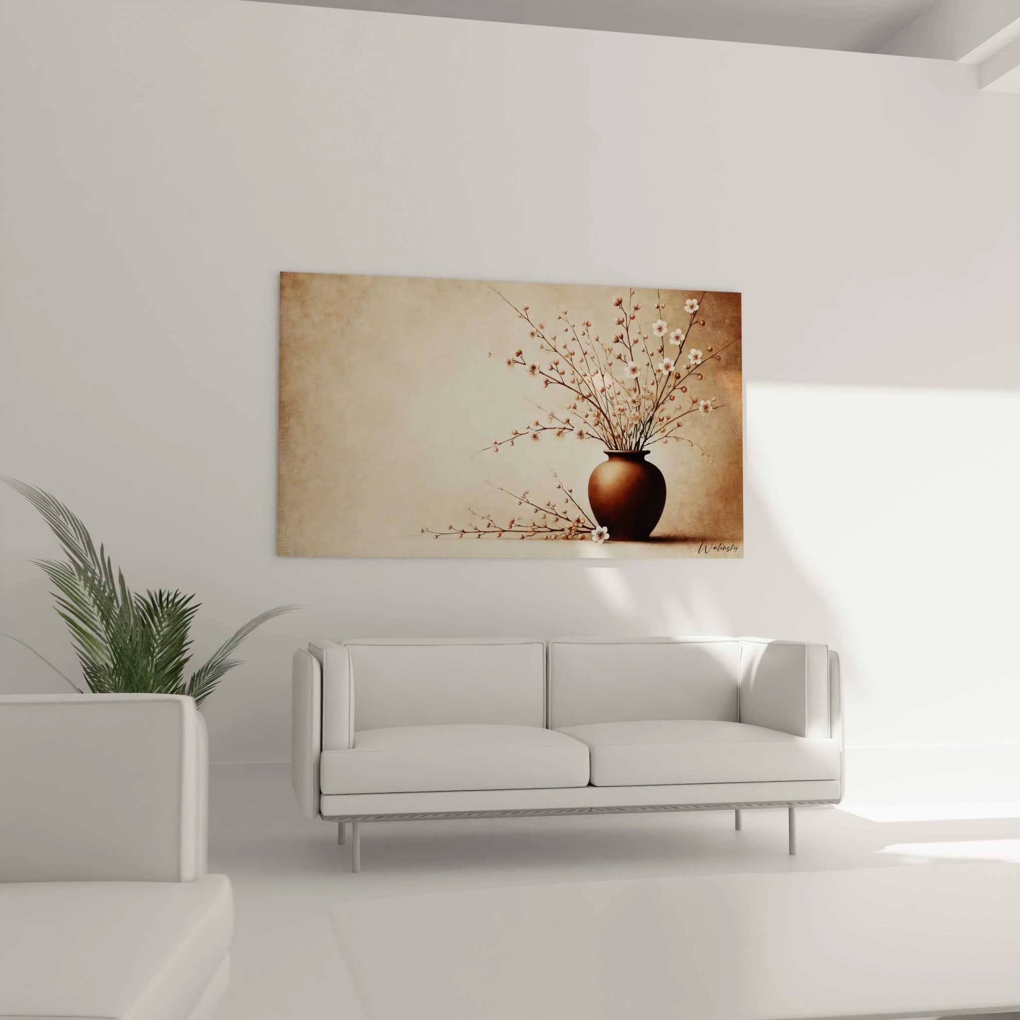Ce tableau zen illumine votre salon avec des teintes douces et une énergie apaisante, idéal au-dessus du canapé.