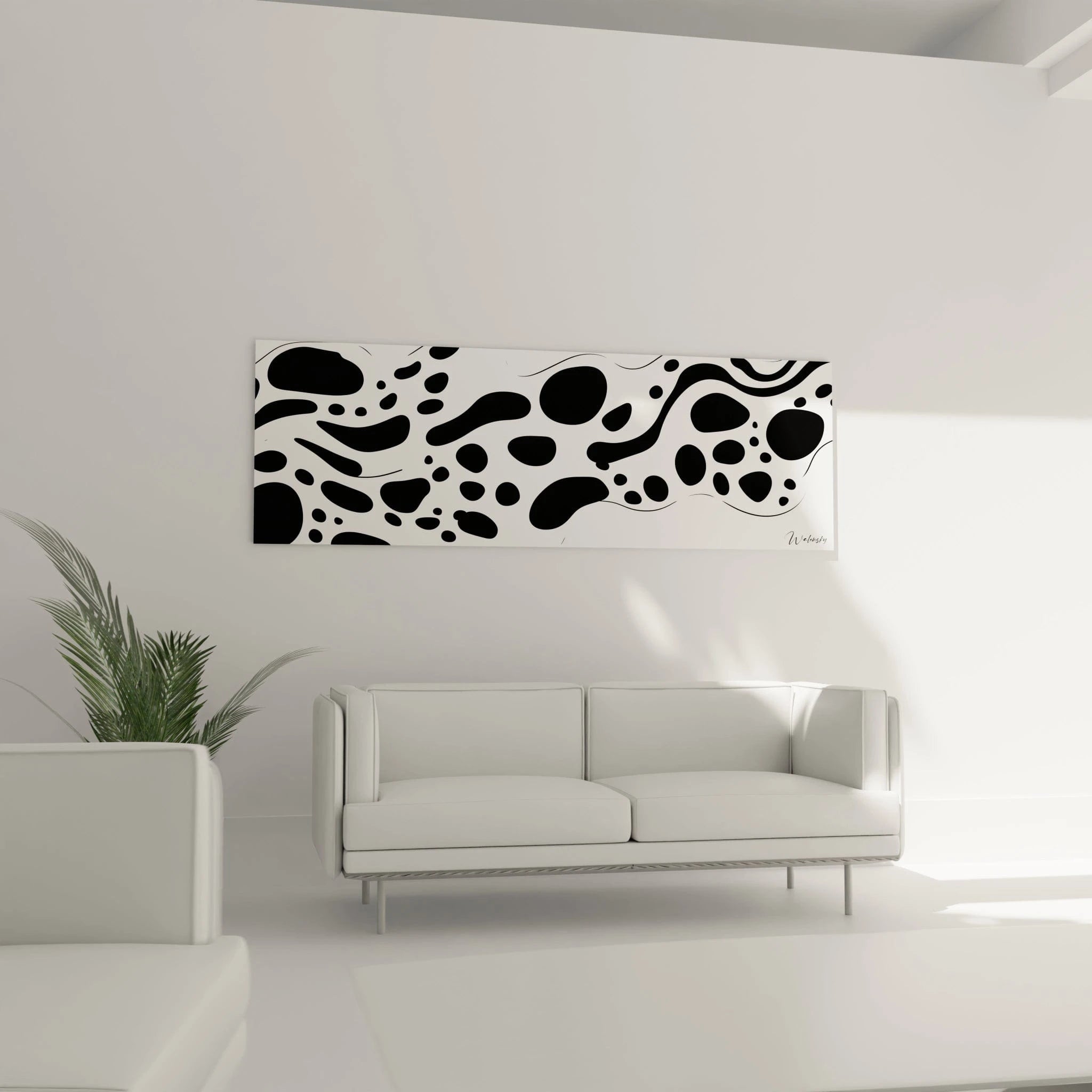 Tableau tacheté noir et blanc de Walensky, ajoutant une touche moderne à votre décoration intérieure