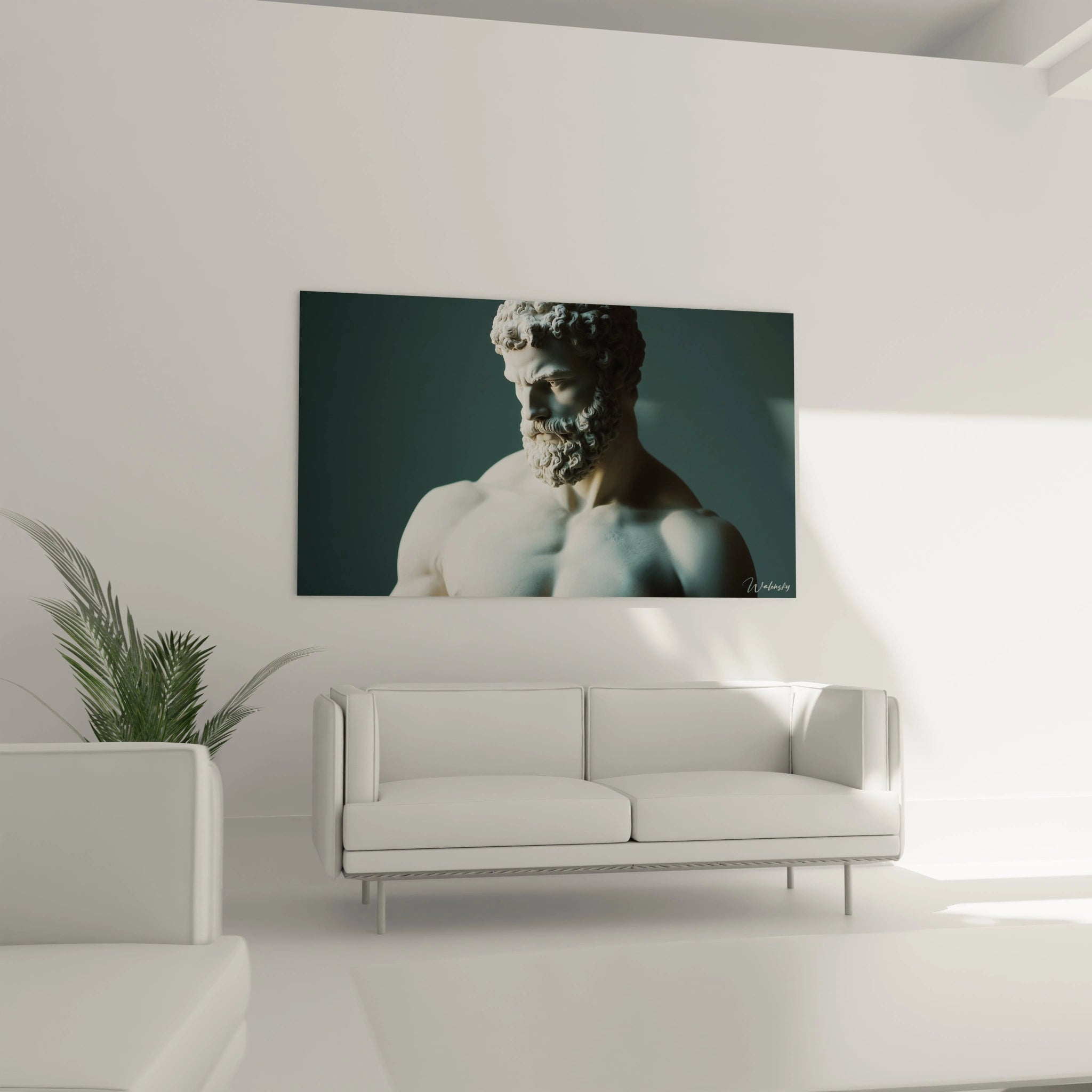 {"media":[{"id":"gid://shopify/MediaImage/52454433128782","src":"https://cdn.shopify.com/s/files/1/0802/8402/5166/files/tableaumuralmythesetlegendes_1_531137b5-49f6-4f2d-a645-8ed04edc6617_200x200.webp?v=1743153688","altText":"Un tableau Hercule représentant un buste masculin en marbre blanc sur fond bleu-vert sombre. Détails précis des boucles de cheveux et de barbe, expression contemplative du visage et musculature définie des épaules avec textures lisses contrastant avec reliefs bouclés.\n","type":"IMAGE"