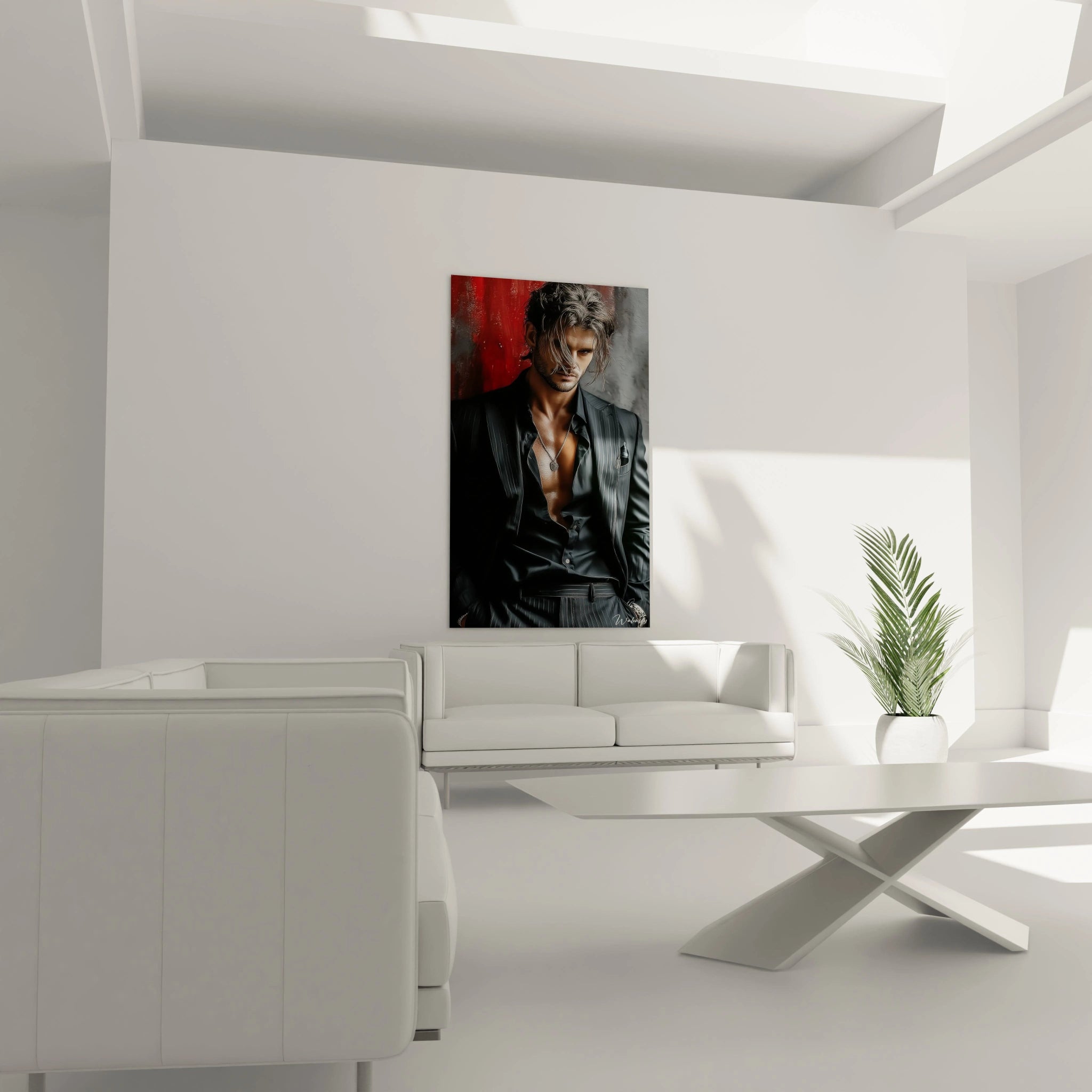 Tableau homme charismatique de Walensky dans un intérieur moderne et lumineux