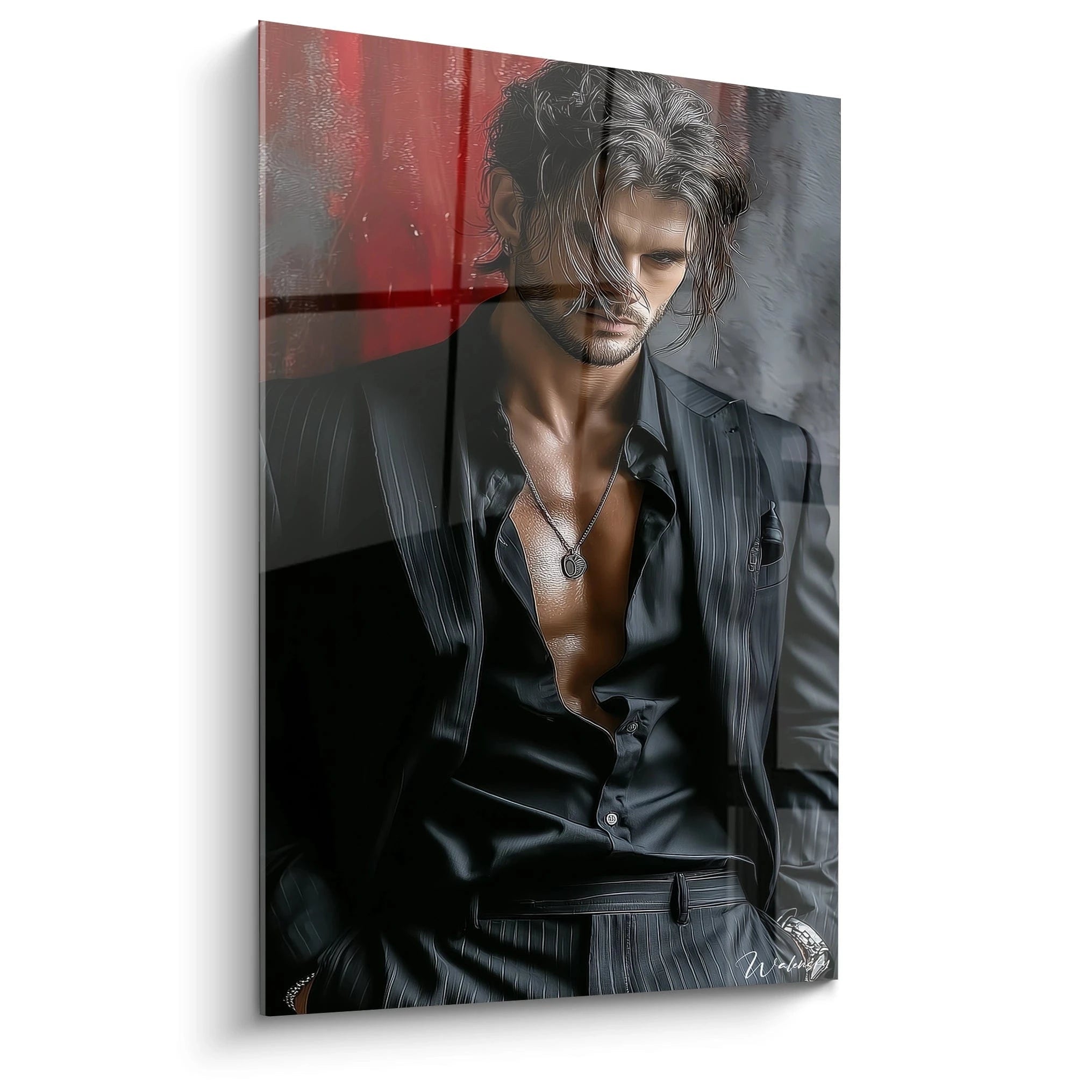 Tableau homme charismatique de Walensky avec un fond élégant et un homme en costume sombre