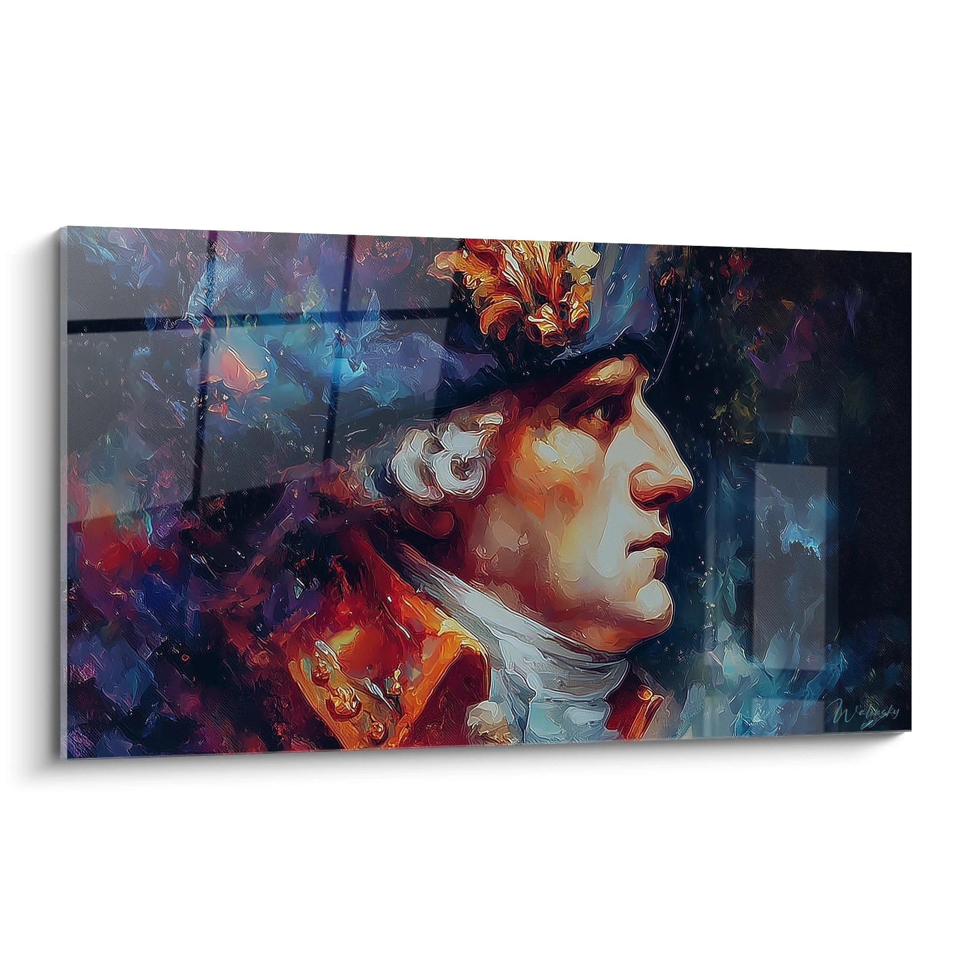 tableau mural homme Louis XVI portrait en profil colore style moderne sur panneau brillant Walensky