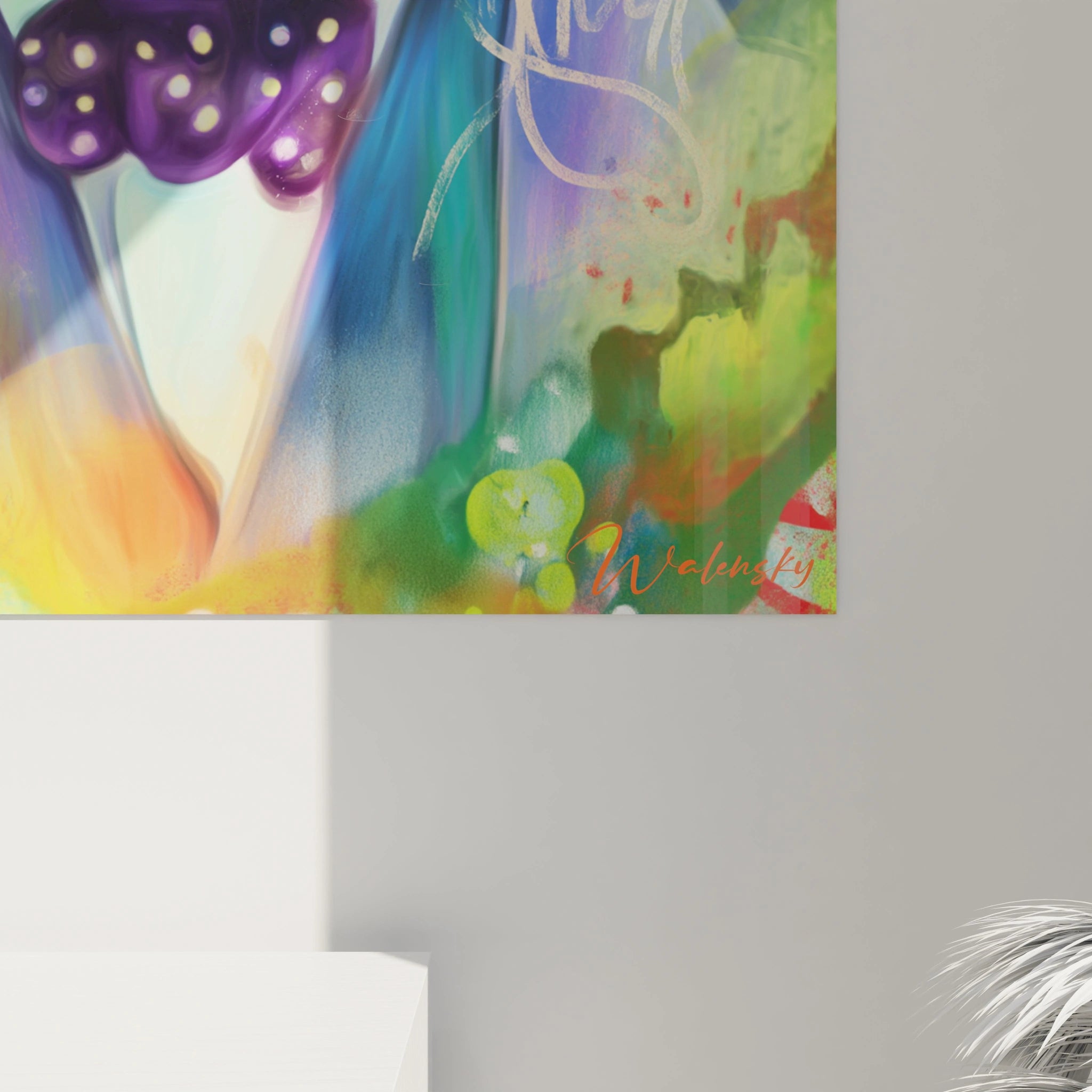 Tableau mural coloré et abstrait signé Walensky pour salon tableau Winston Churchill haut de gamme