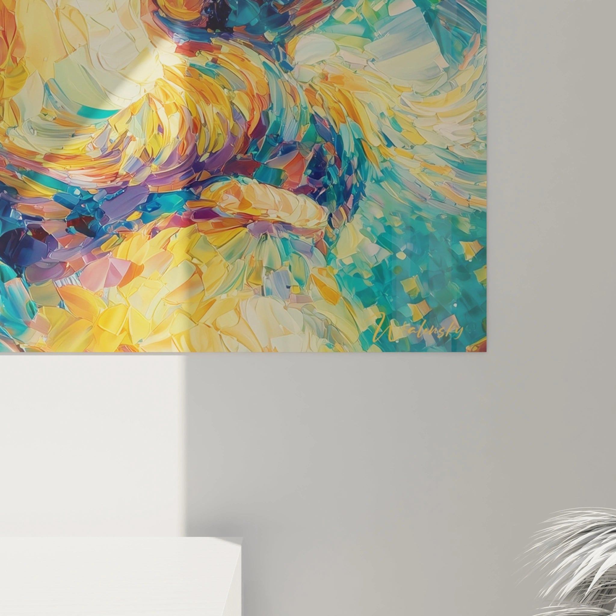 Tableau mural Walensky tableau homme pointillisme coloré portrait abstrait en textures épaisses pour salon moderne