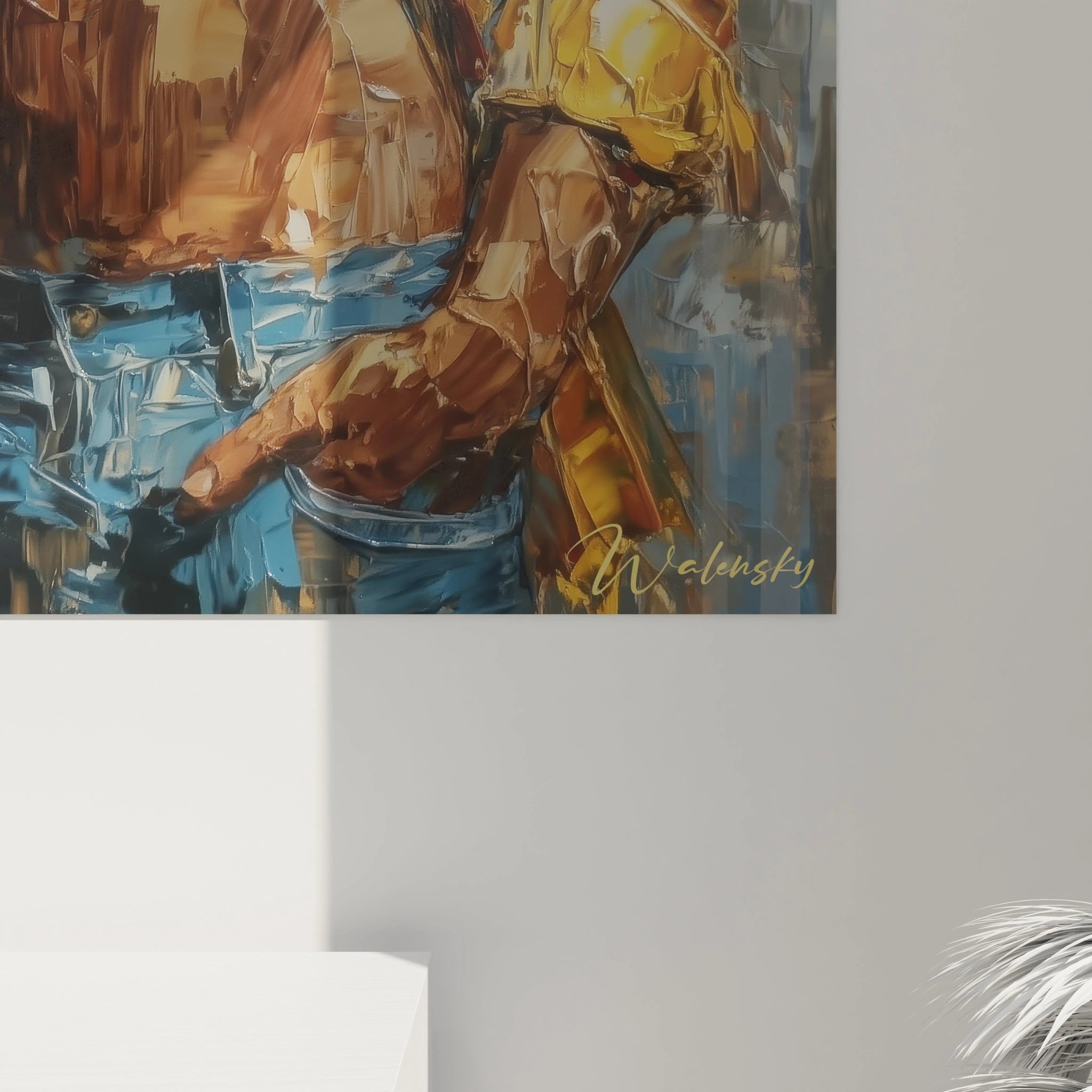 Tableau mural homme moderne de Walensky avec des couleurs vibrantes et des détails artistiques